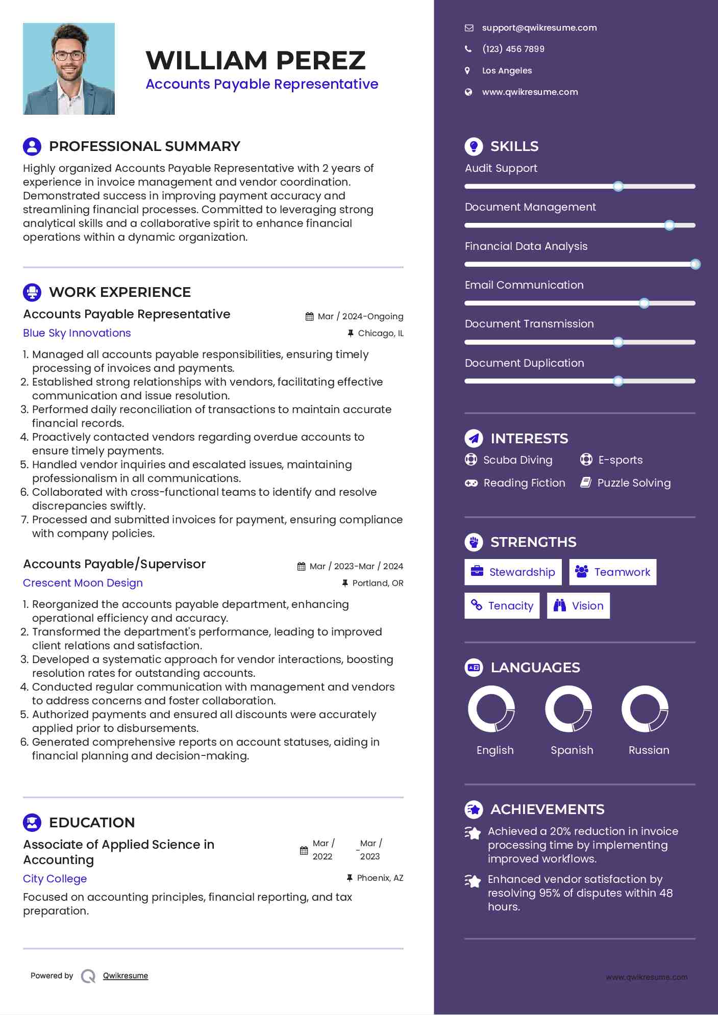 Accounts Payable Representative Resume Format