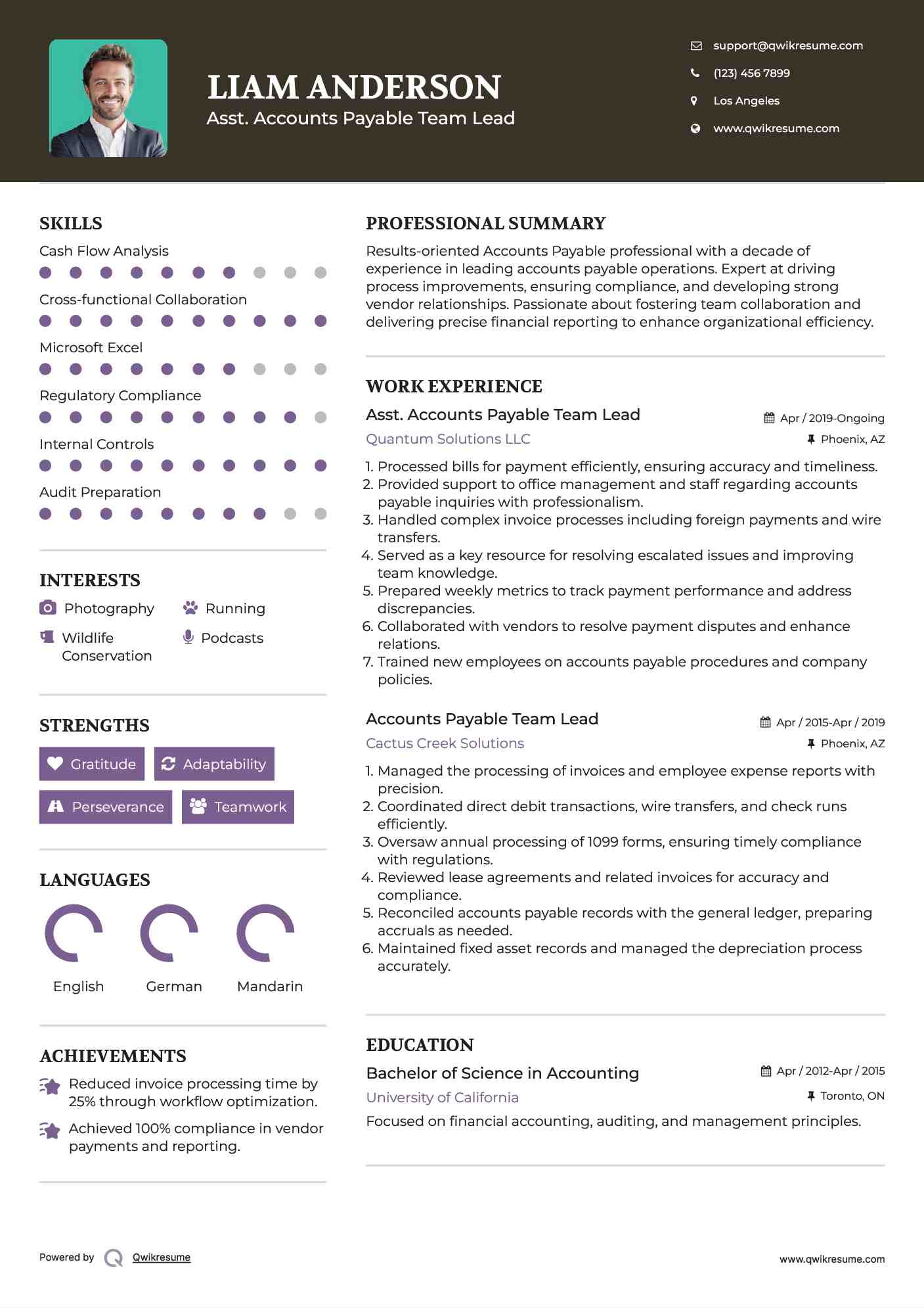 Asst. Accounts Payable Team Lead Resume Format