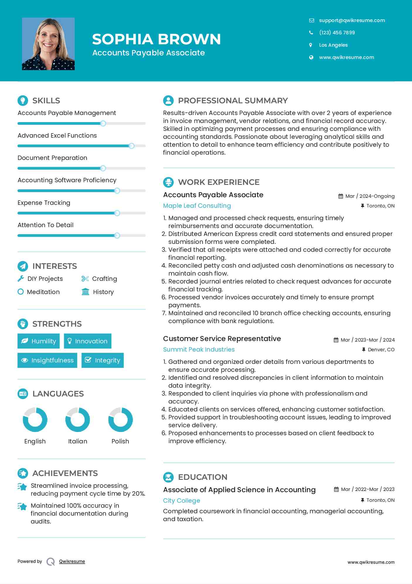 Accounts Payable Associate Resume Model