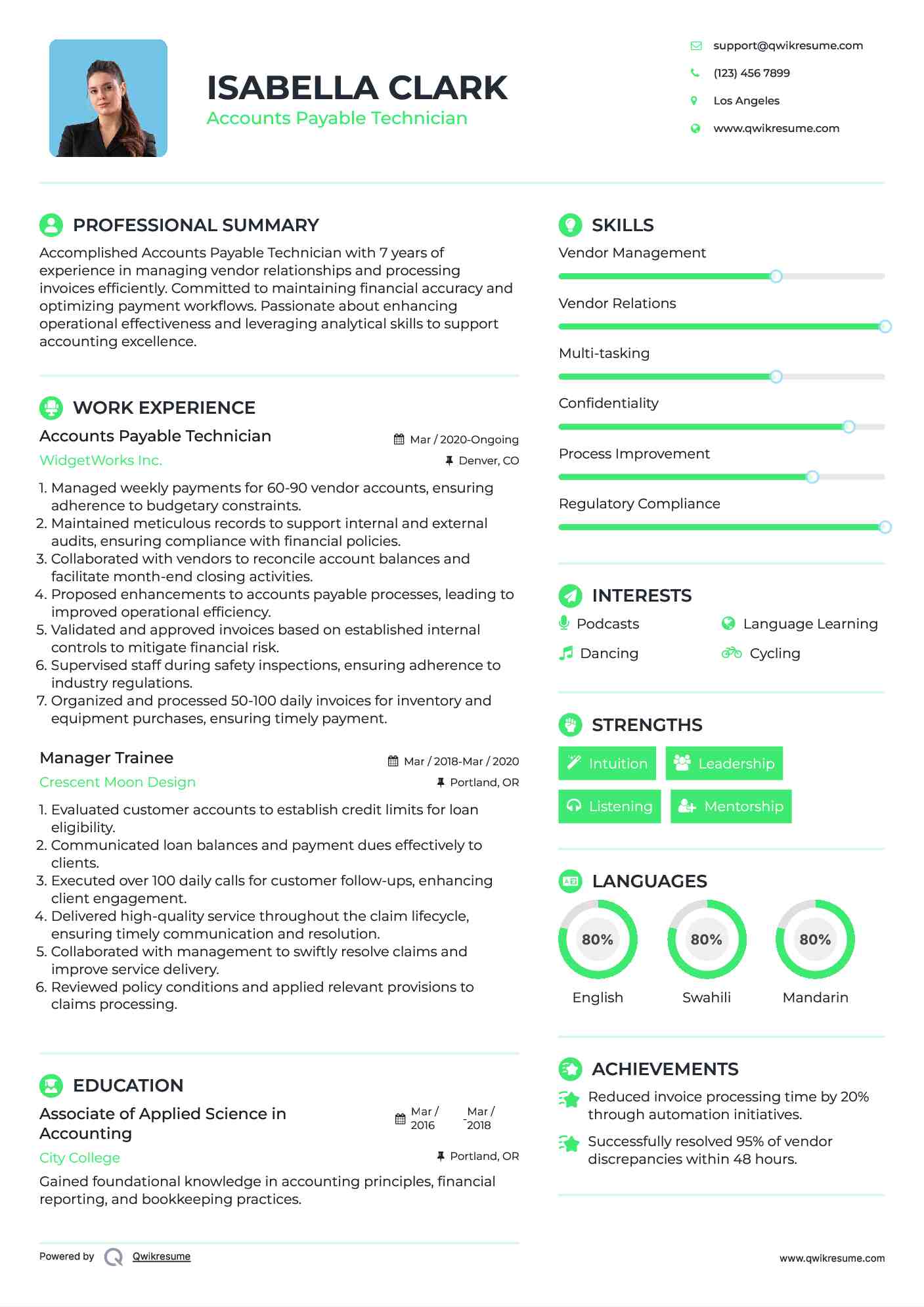 Accounts Payable Technician Resume Format