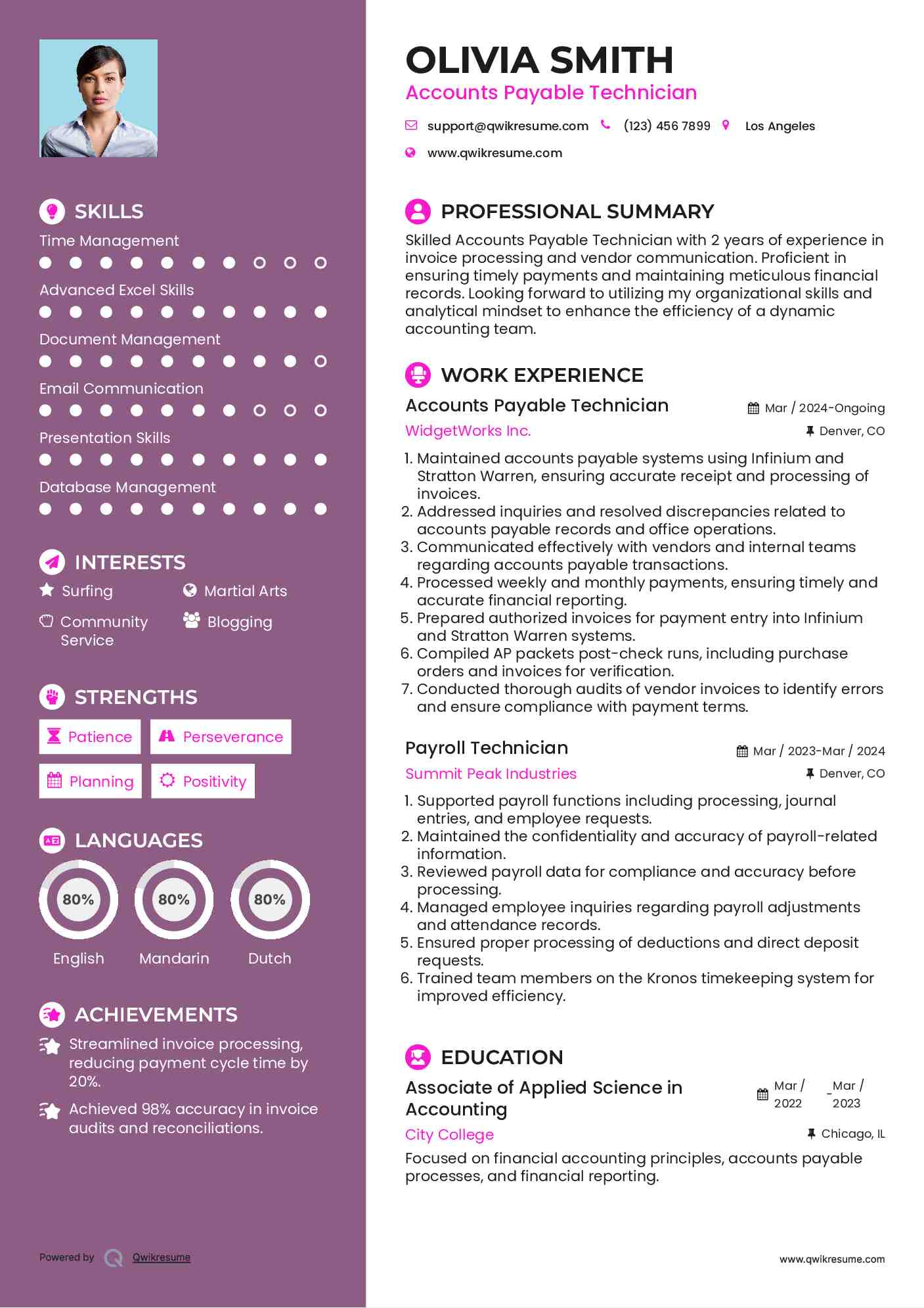 Accounts Payable Technician Resume Template