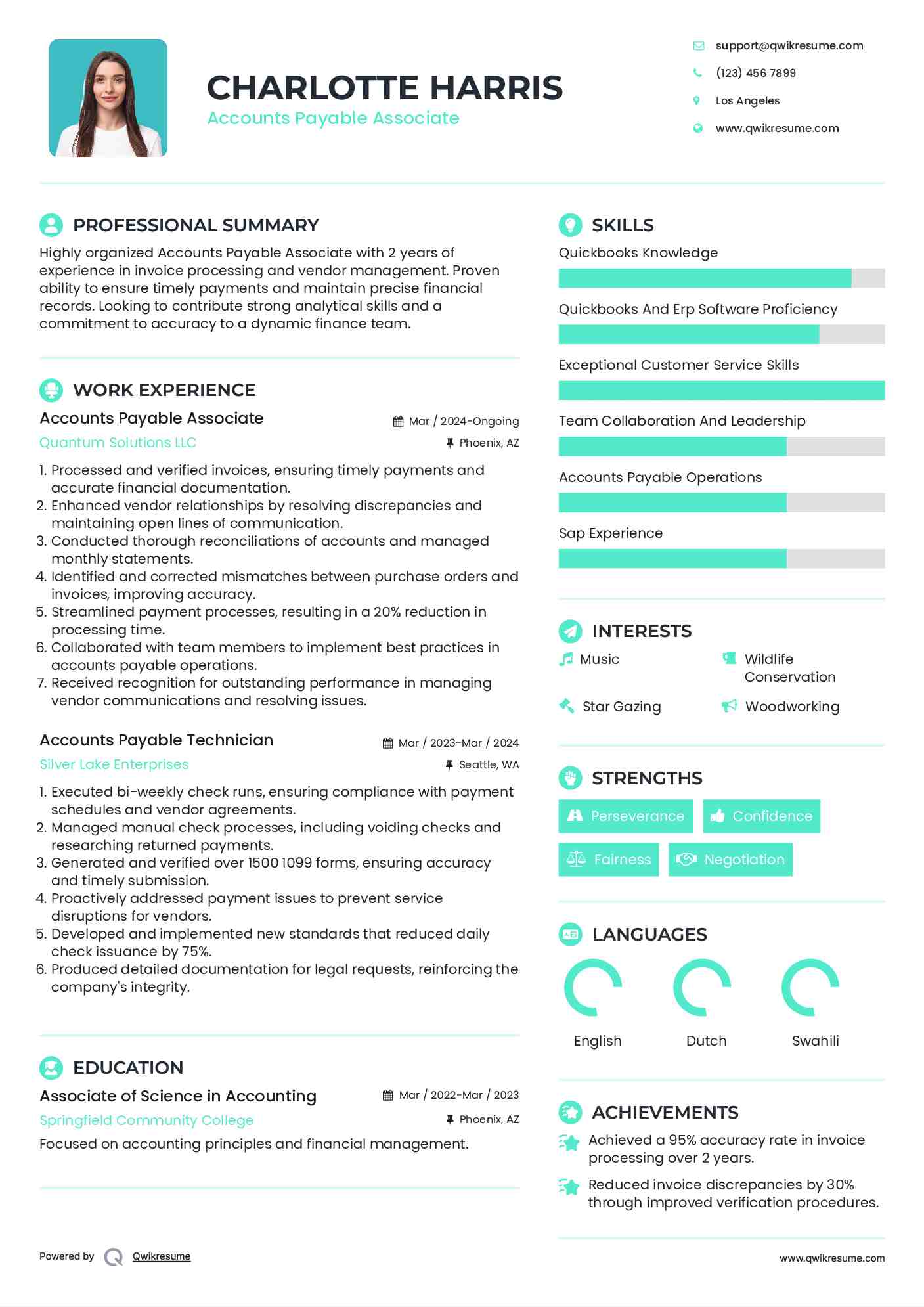 Accounts Payable Associate Resume Template