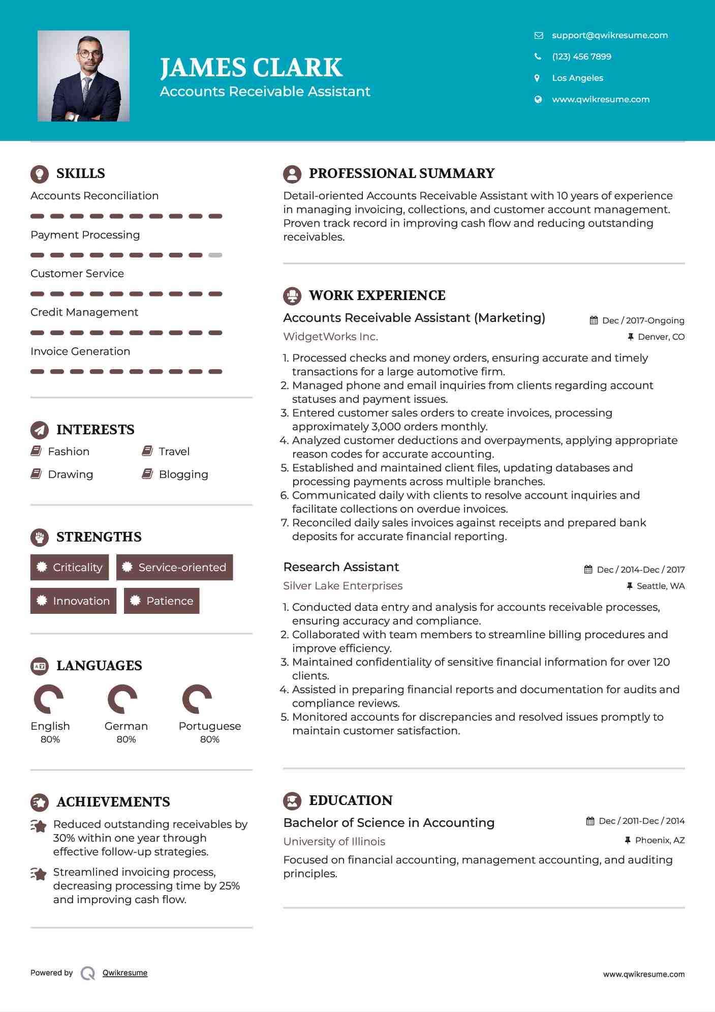 Accounts Receivable Assistant (Marketing) Resume Model