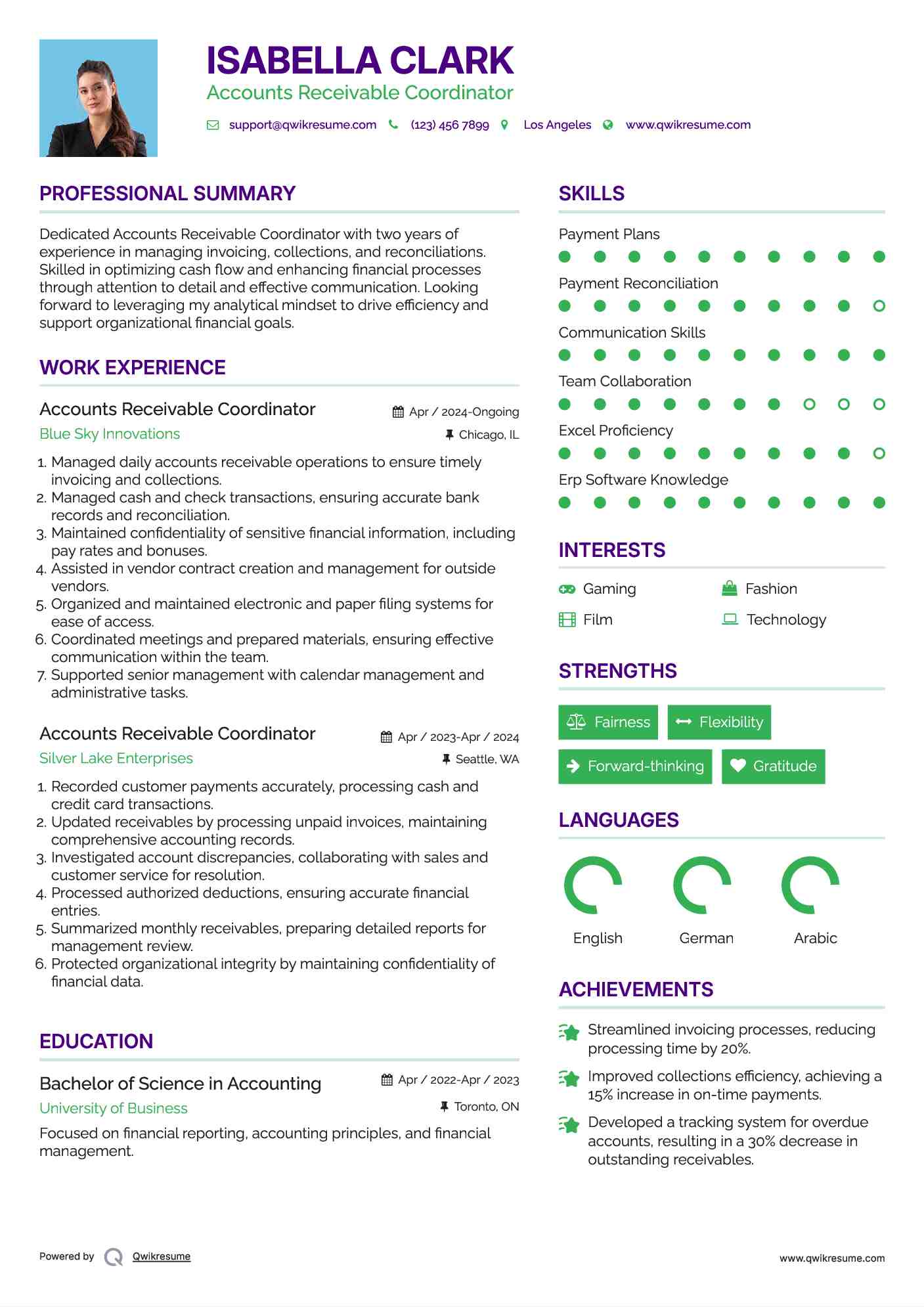 Accounts Receivable Coordinator Resume Model