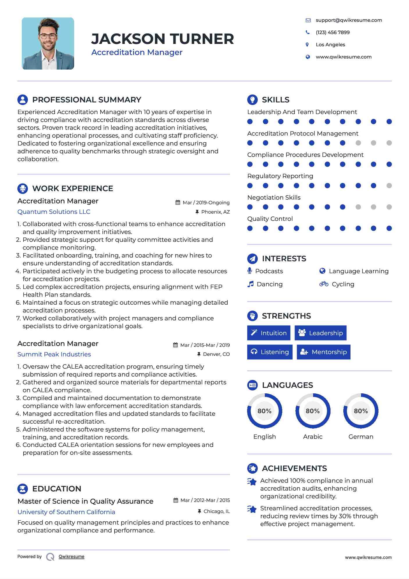 Accreditation Manager Resume Format