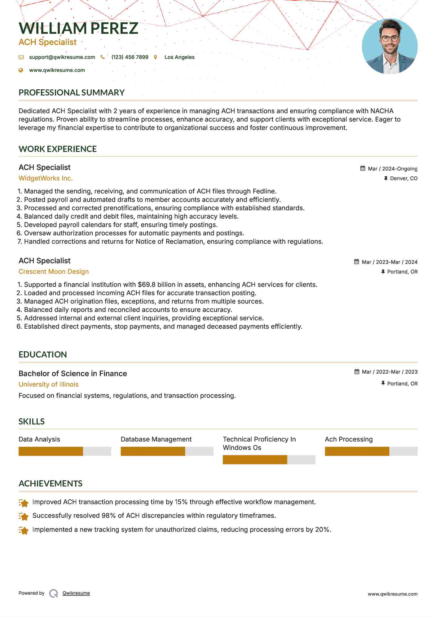ACH Specialist Resume Format
