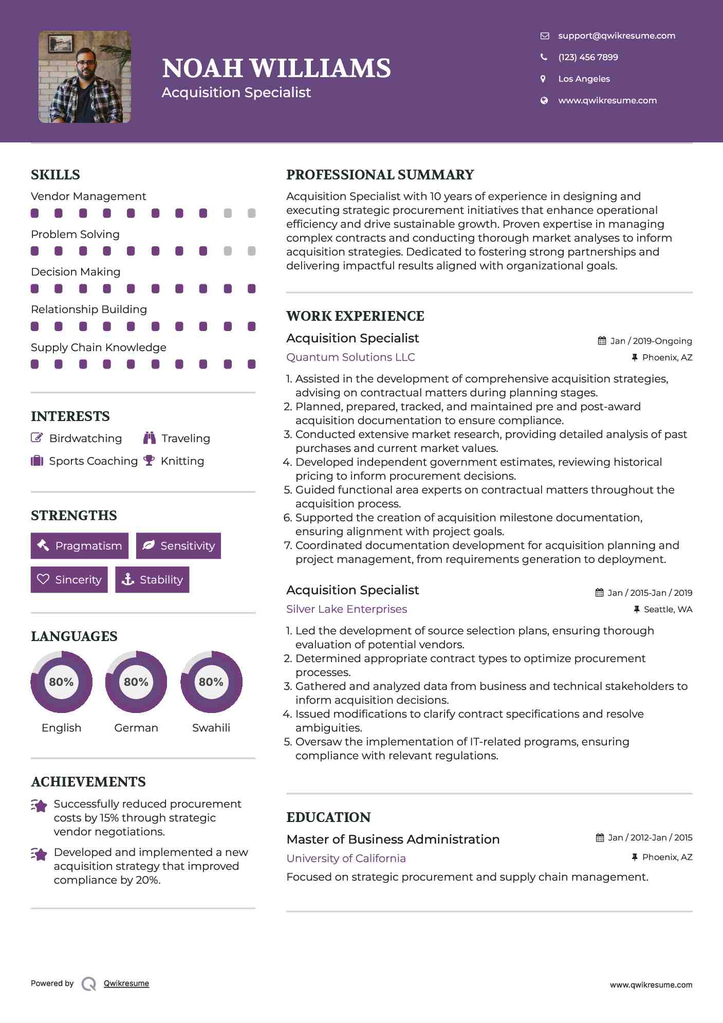 Acquisition Specialist Resume Format