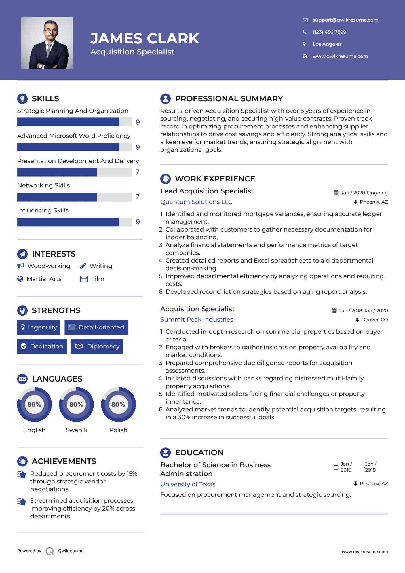 Lead Acquisition Specialist Resume Model