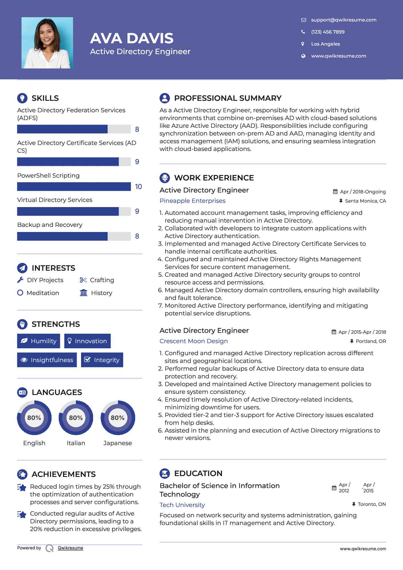 Active Directory Engineer Resume Model