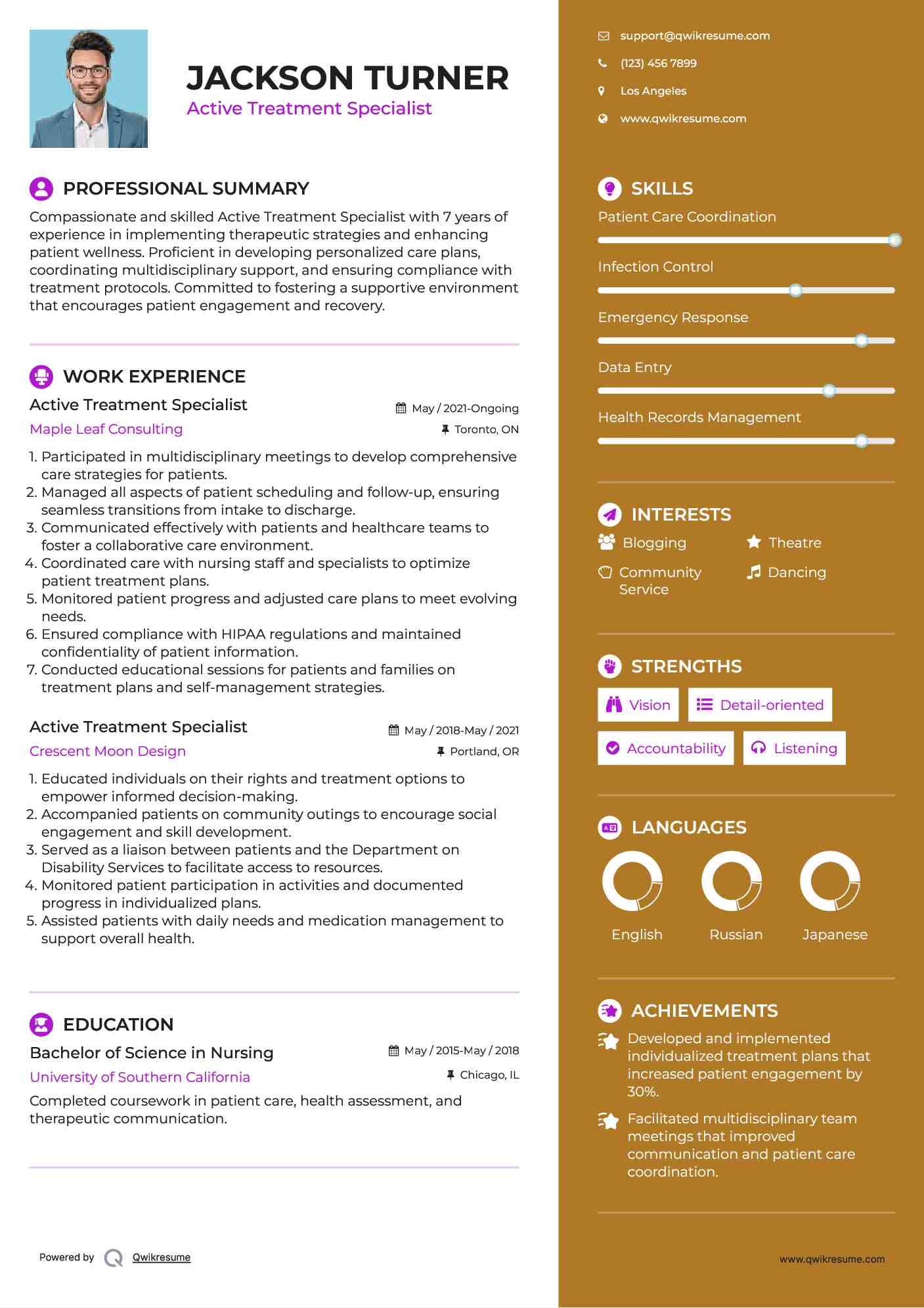 Active Treatment Specialist Resume Format