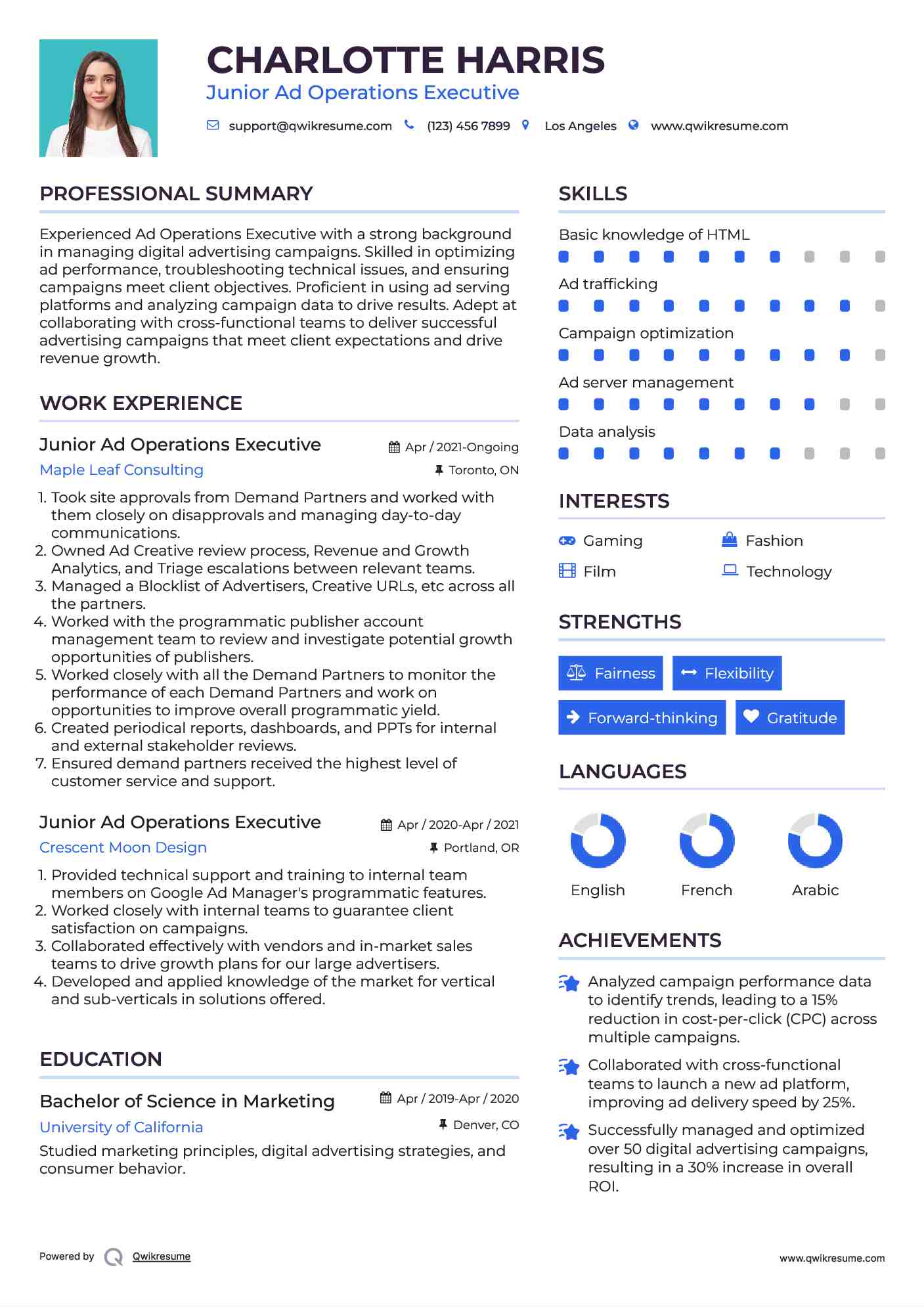Junior Ad Operations Executive Resume Model