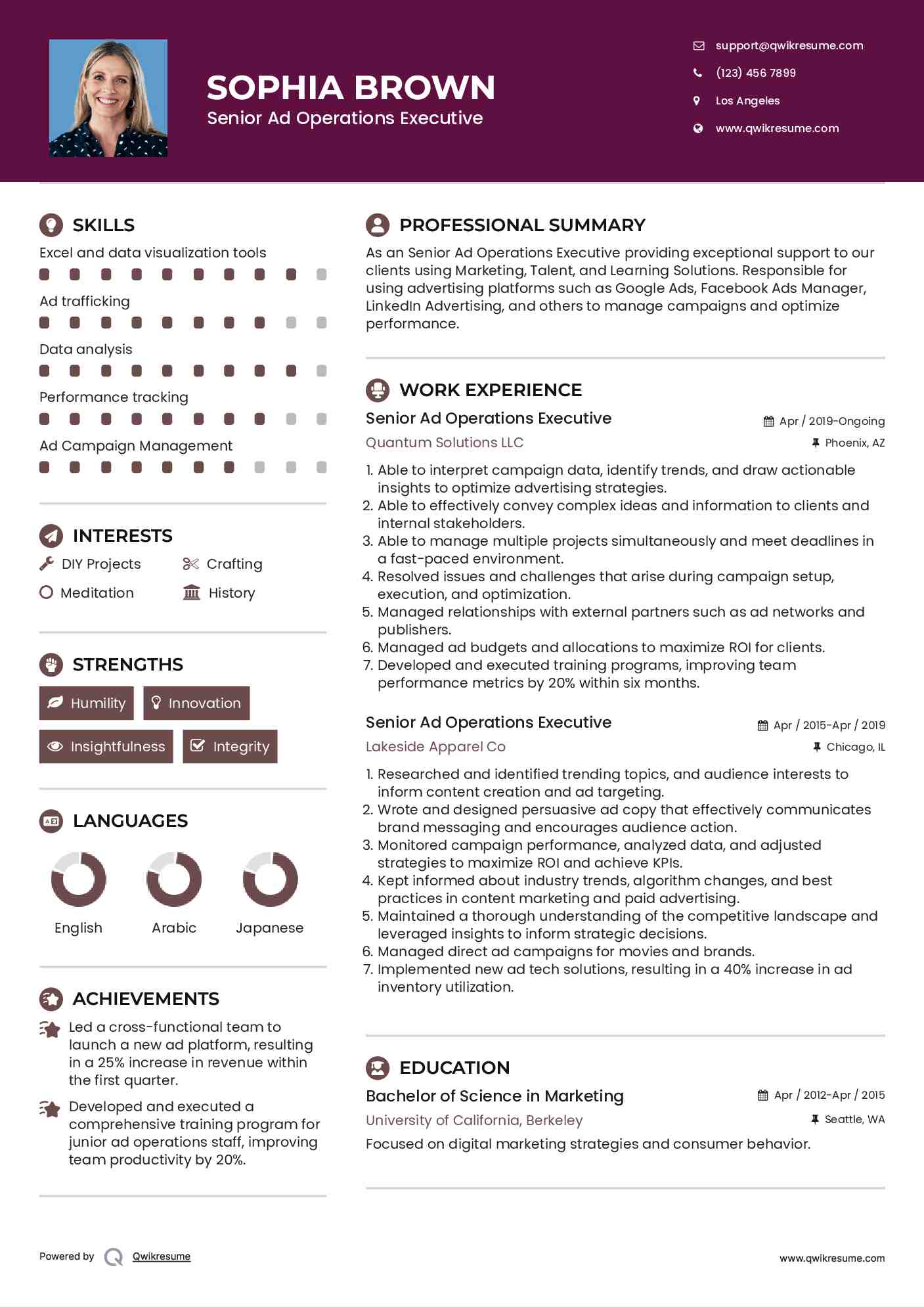 Senior Ad Operations Executive Resume Format