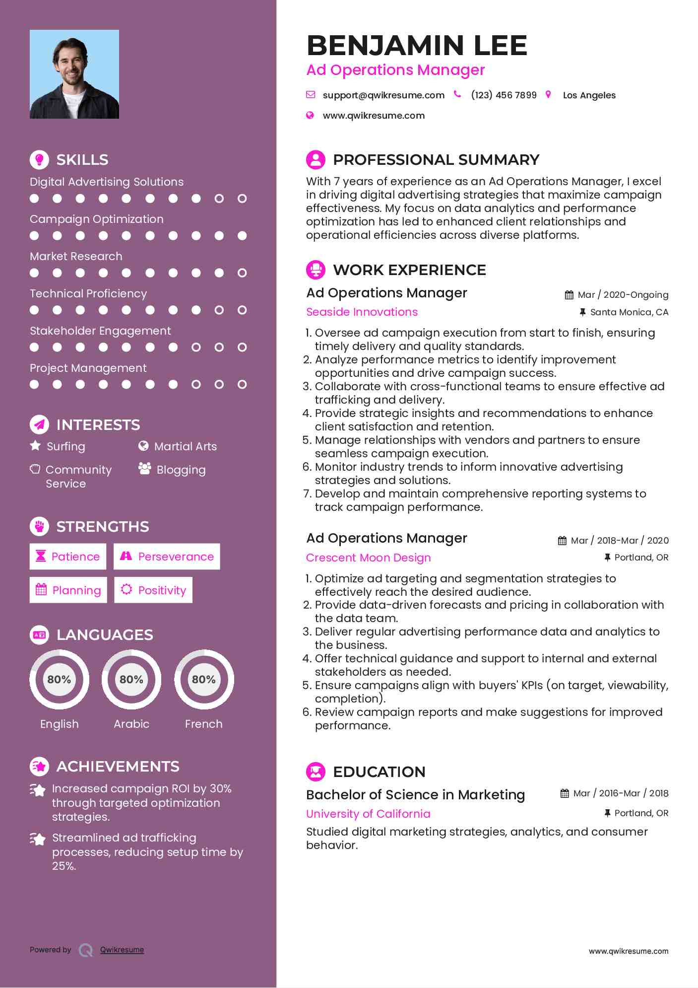 Ad Operations Manager Resume Template