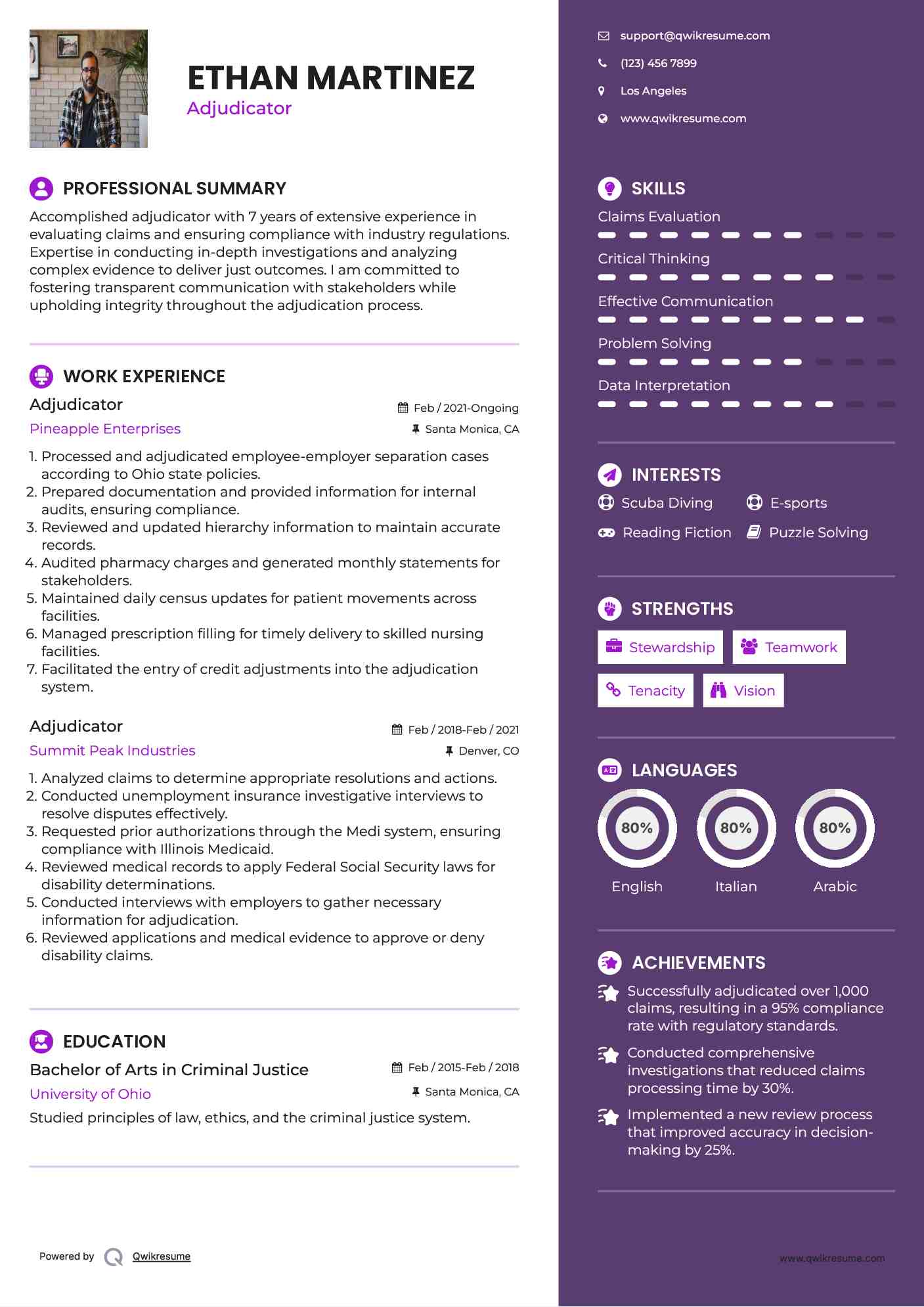 Adjudicator Resume Model