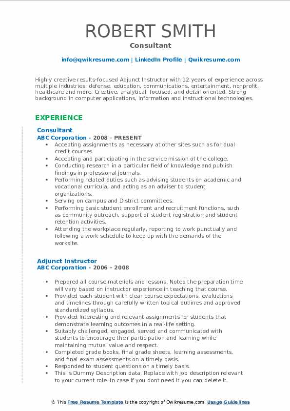 Adjunct Instructor Resume Samples - Adjunct Instructor 1554728215 Pdf 