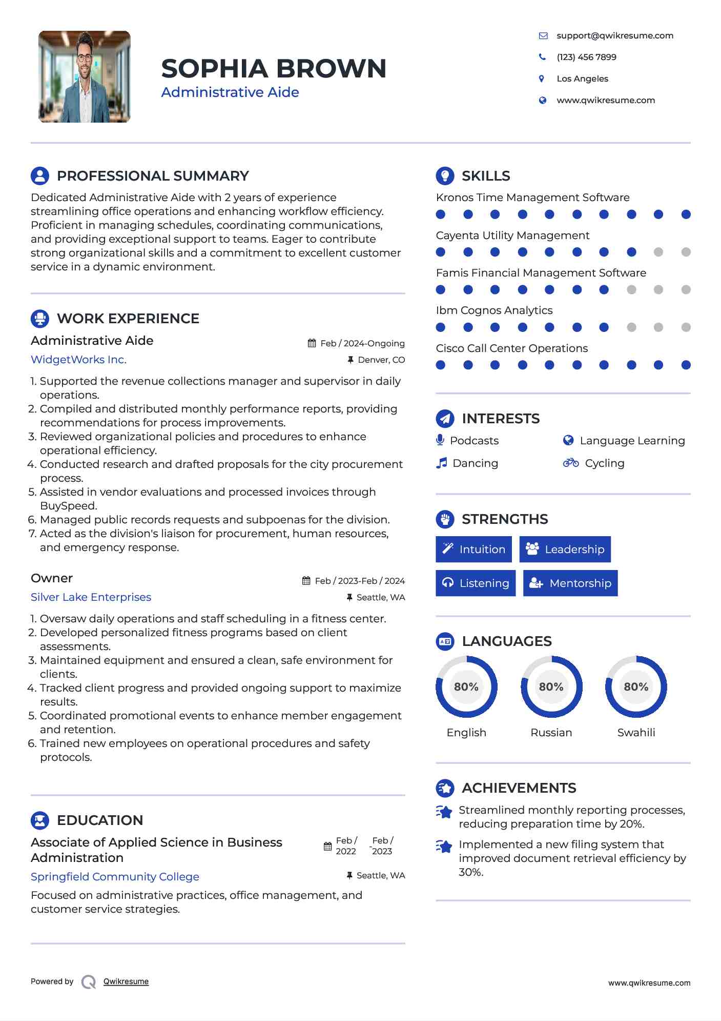 Administrative Aide Resume Format