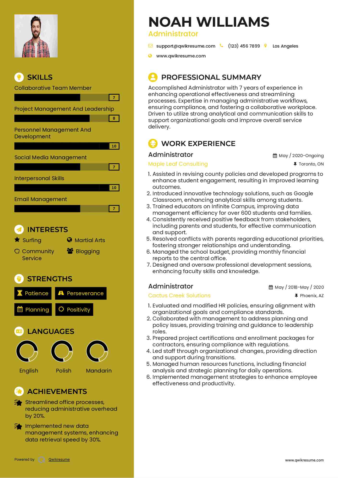 Administrator Resume Format
