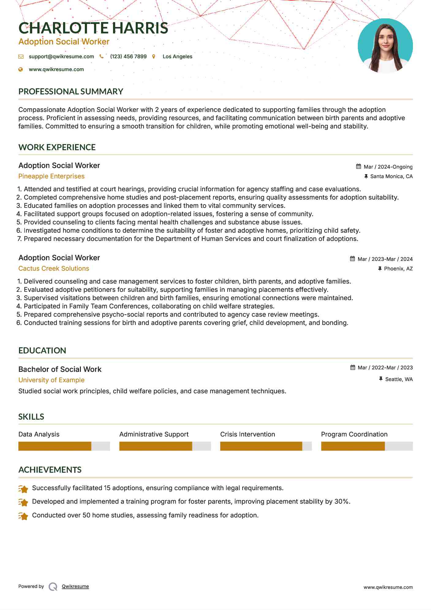 Adoption Social Worker Resume Format