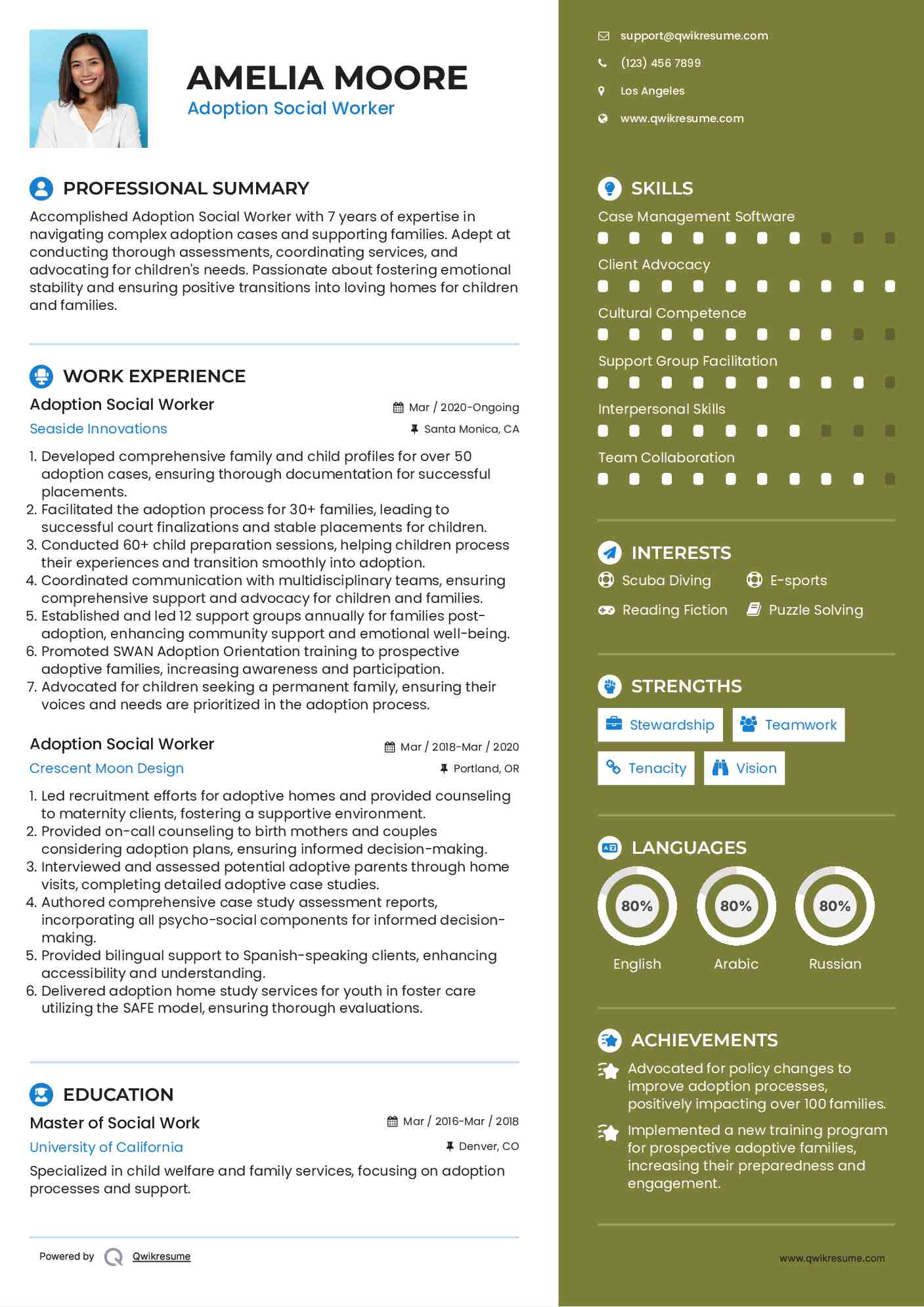 Adoption Social Worker Resume Sample