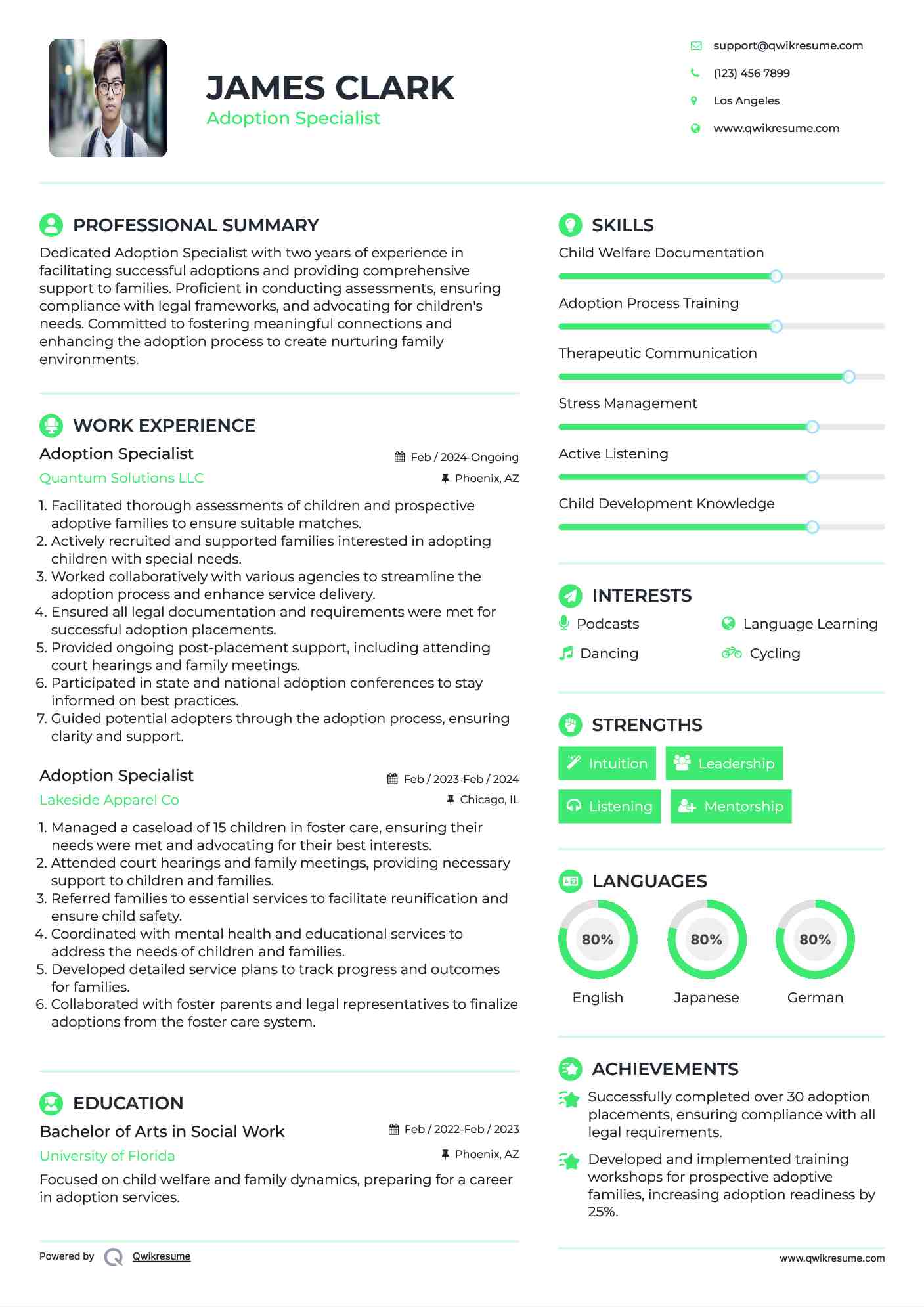 Adoption Specialist Resume Template