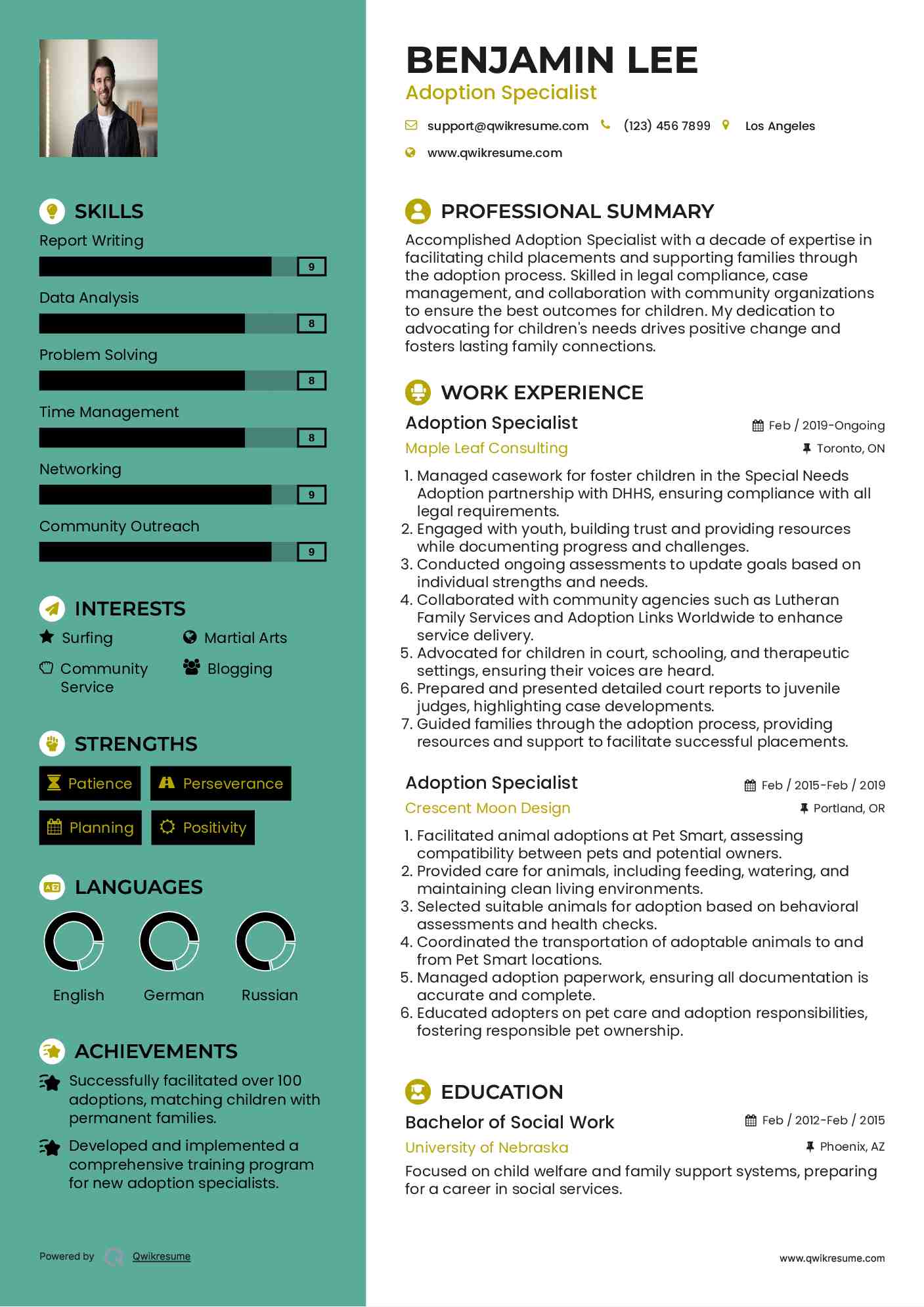 Adoption Specialist Resume Format