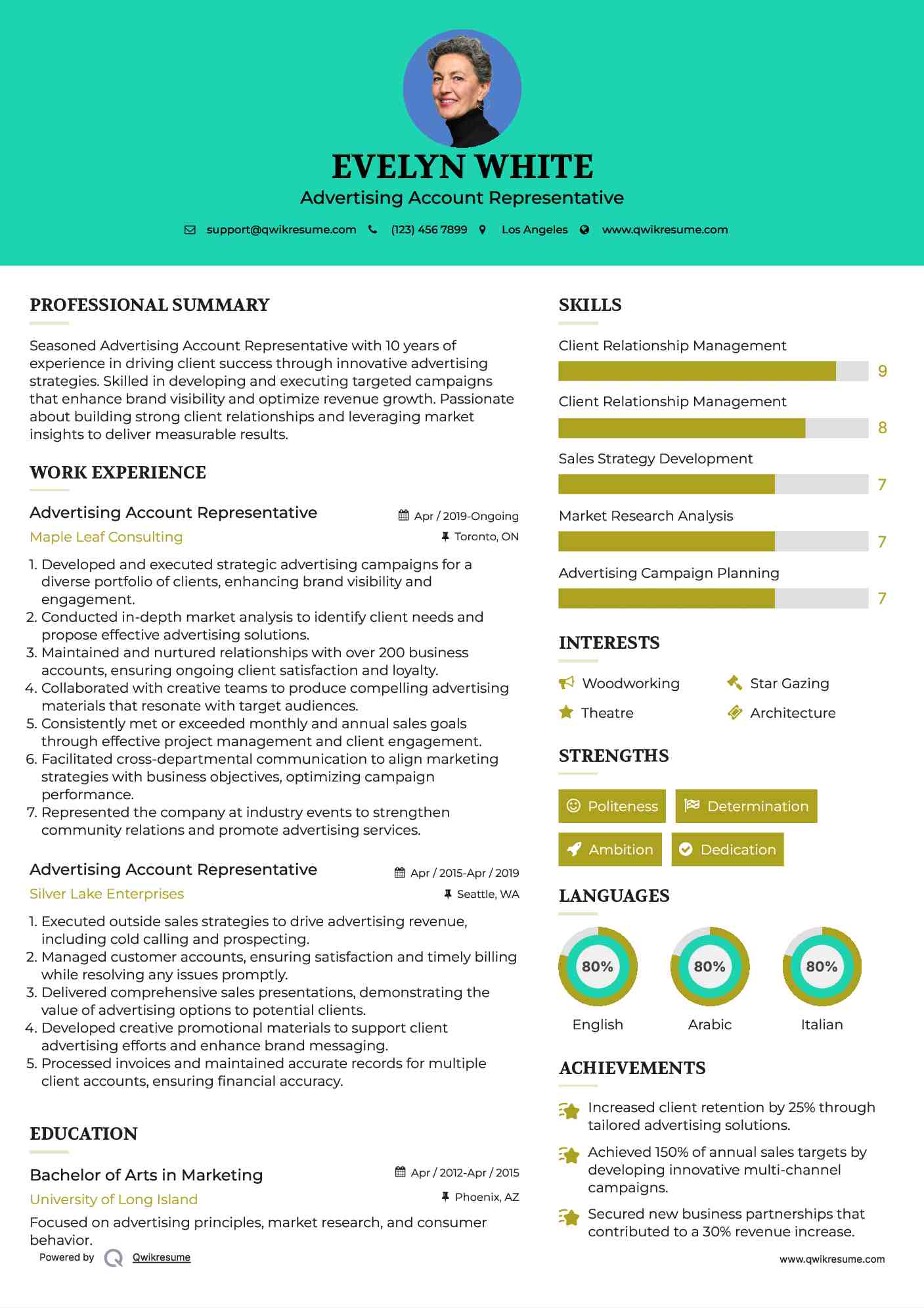 Advertising Account Representative Resume Format
