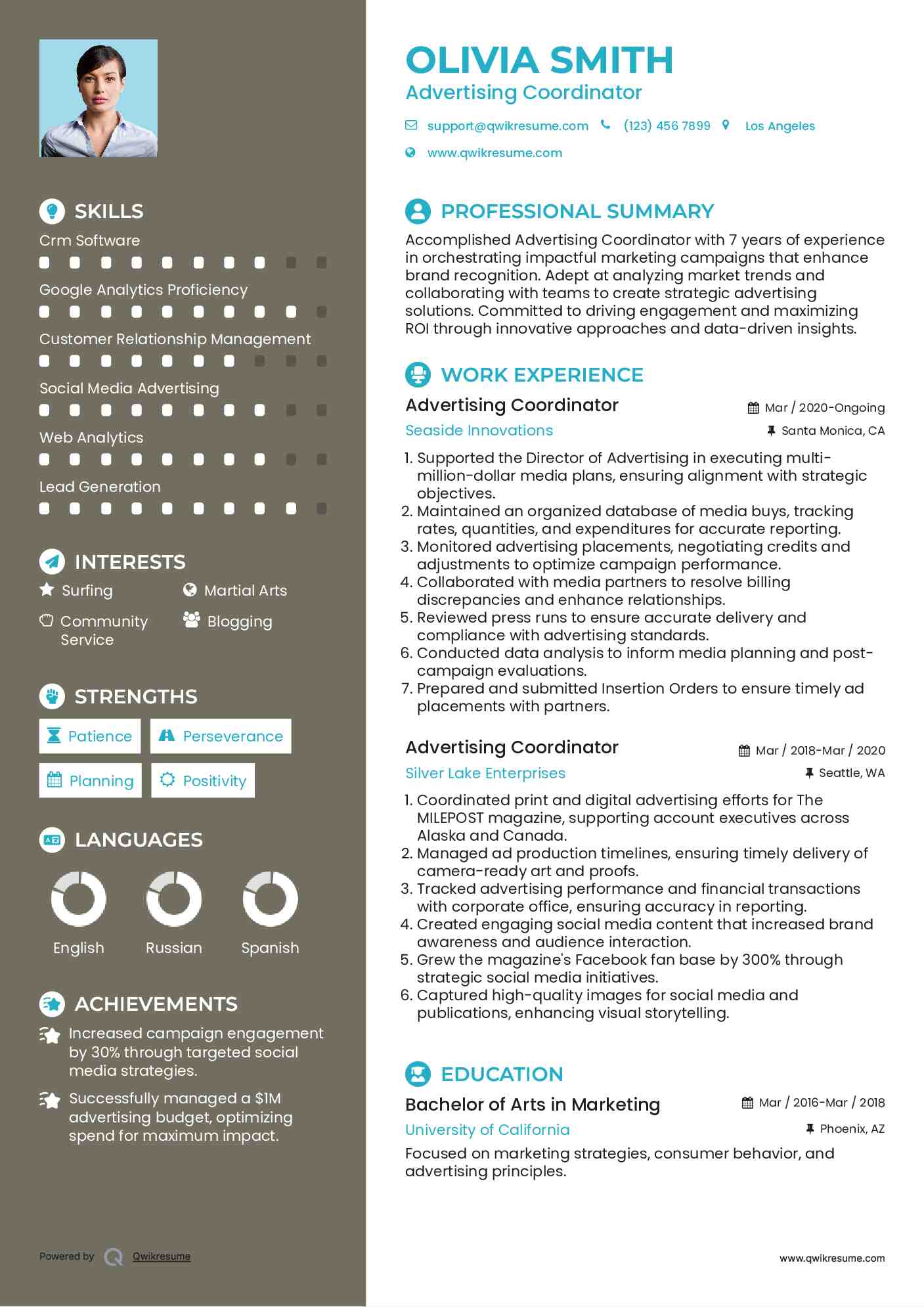 Advertising Coordinator Resume Format