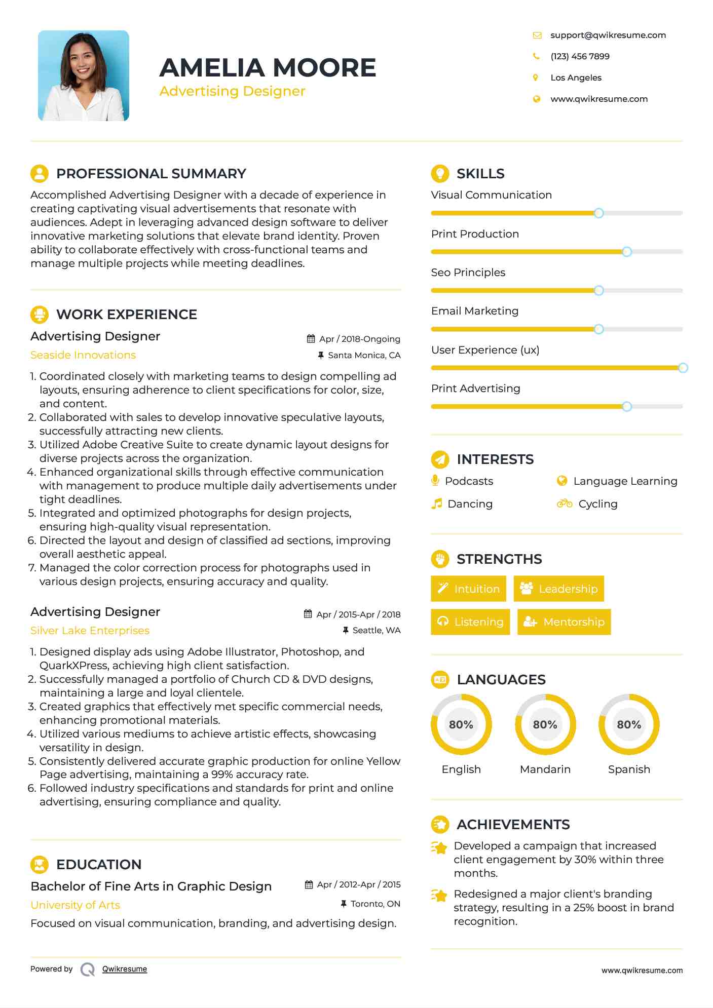 Advertising Designer Resume Template
