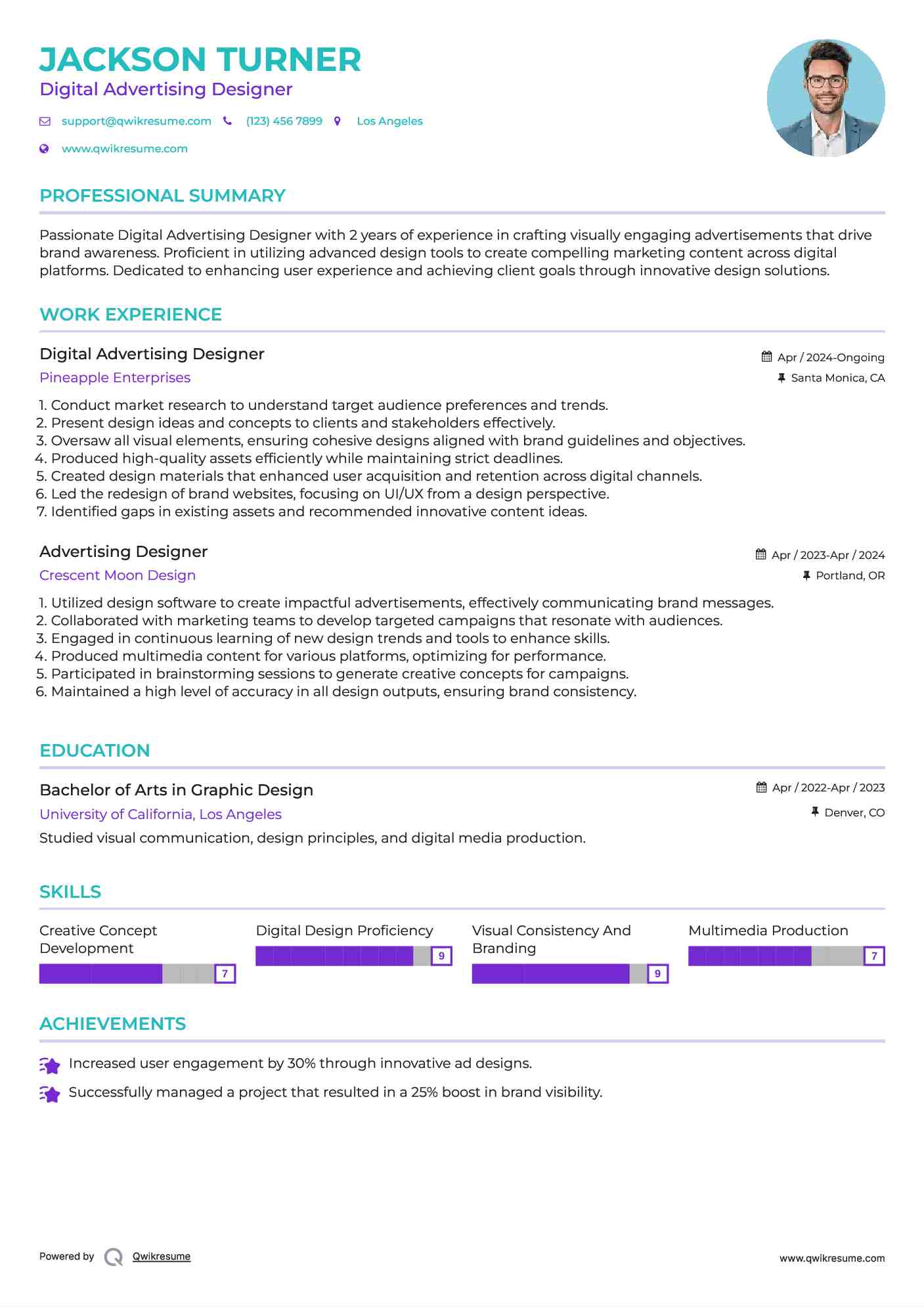 Digital Advertising Designer Resume Format