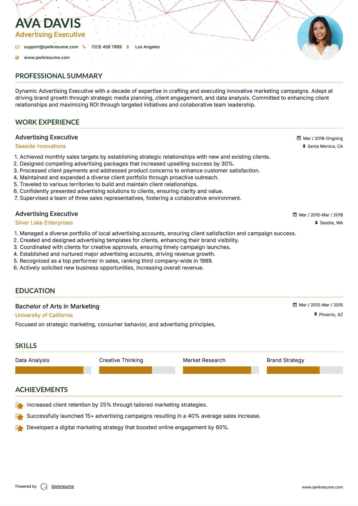 Advertising Executive Resume Template