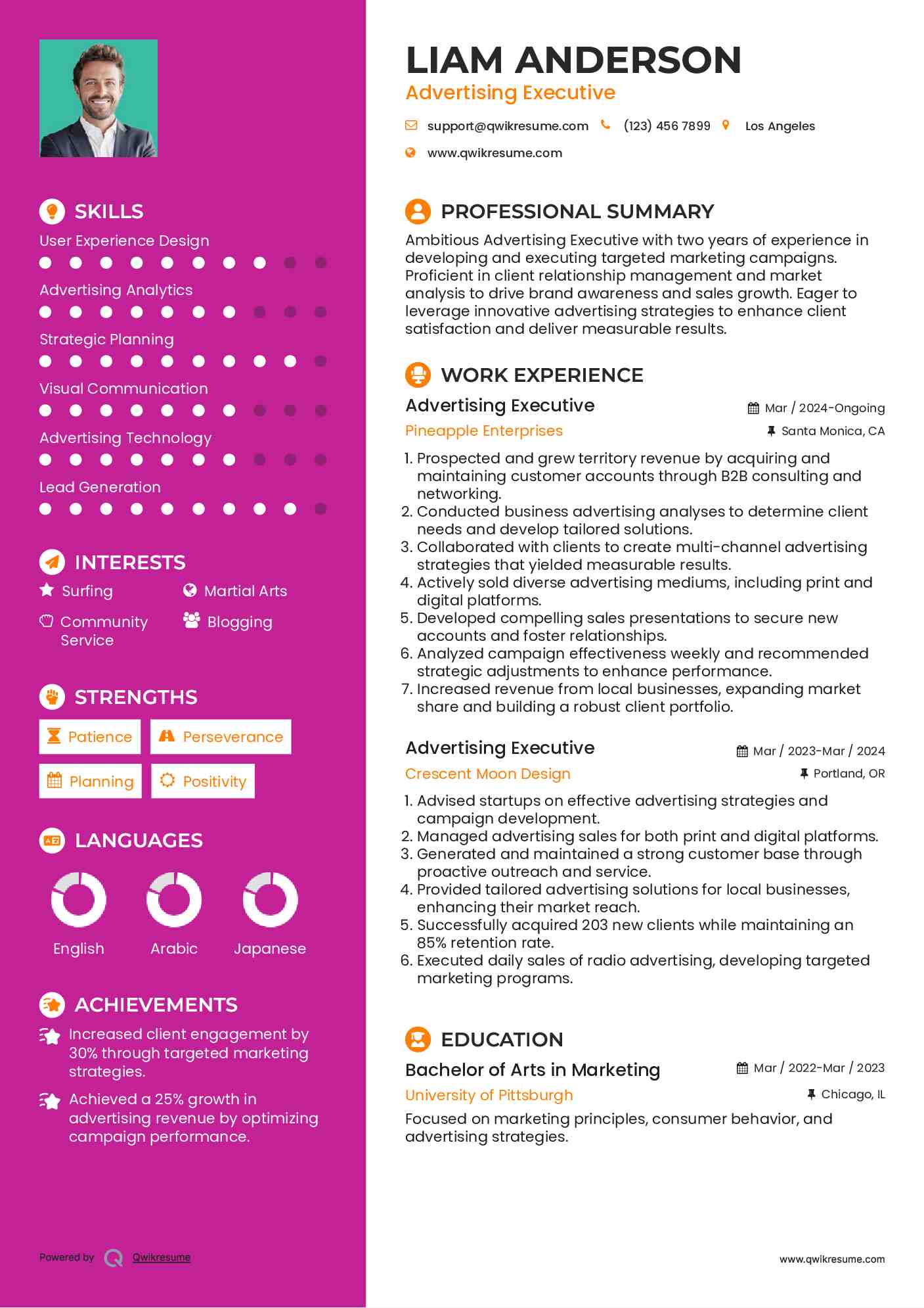 Advertising Executive Resume Template
