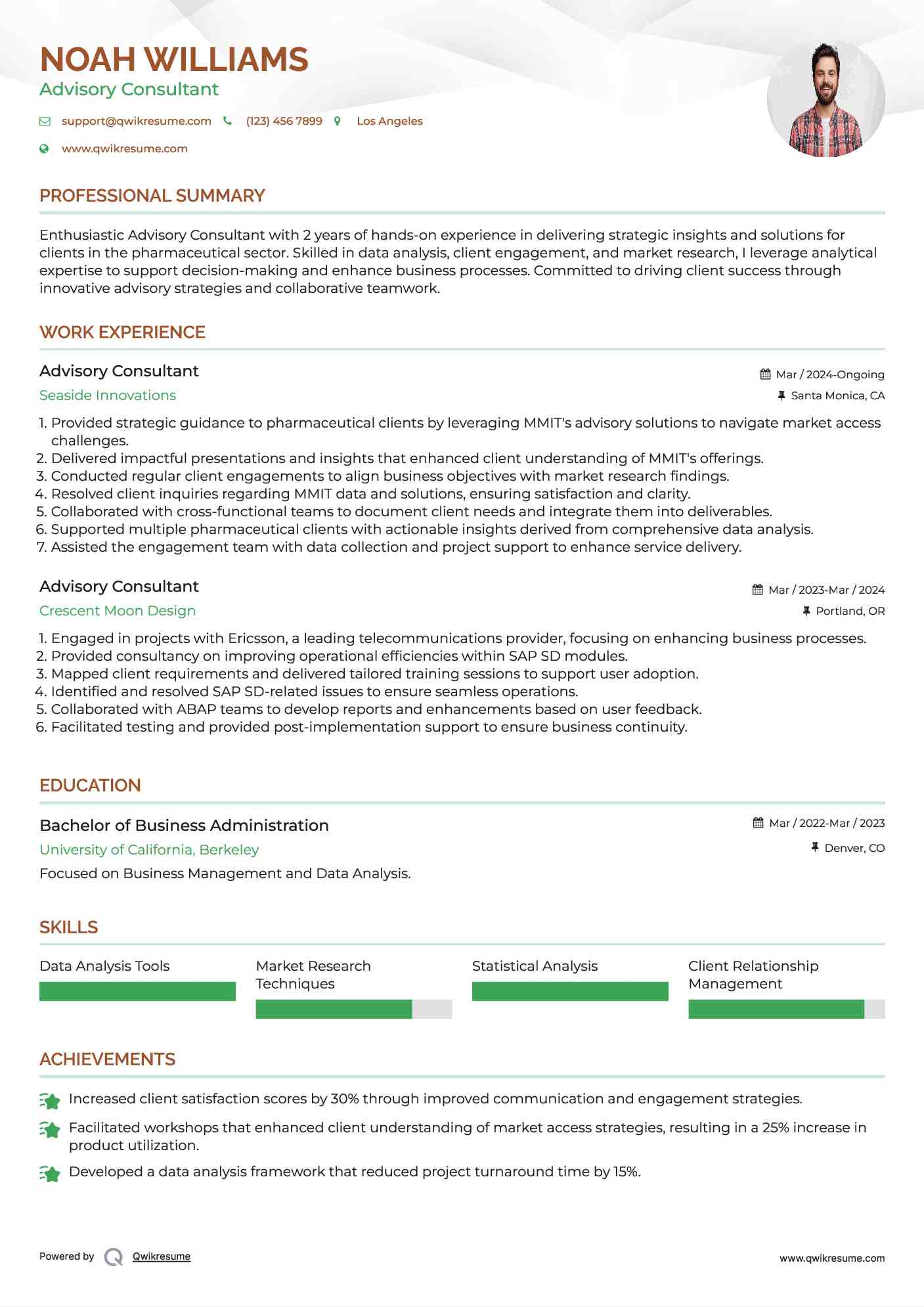 Advisory Consultant Resume Format