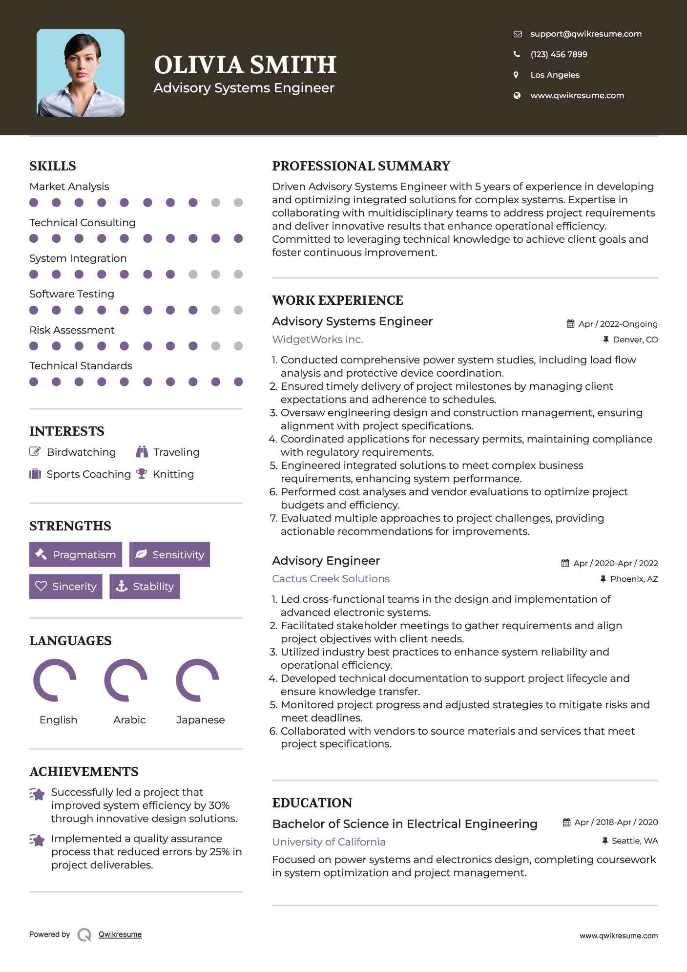 Advisory Systems Engineer Resume Template