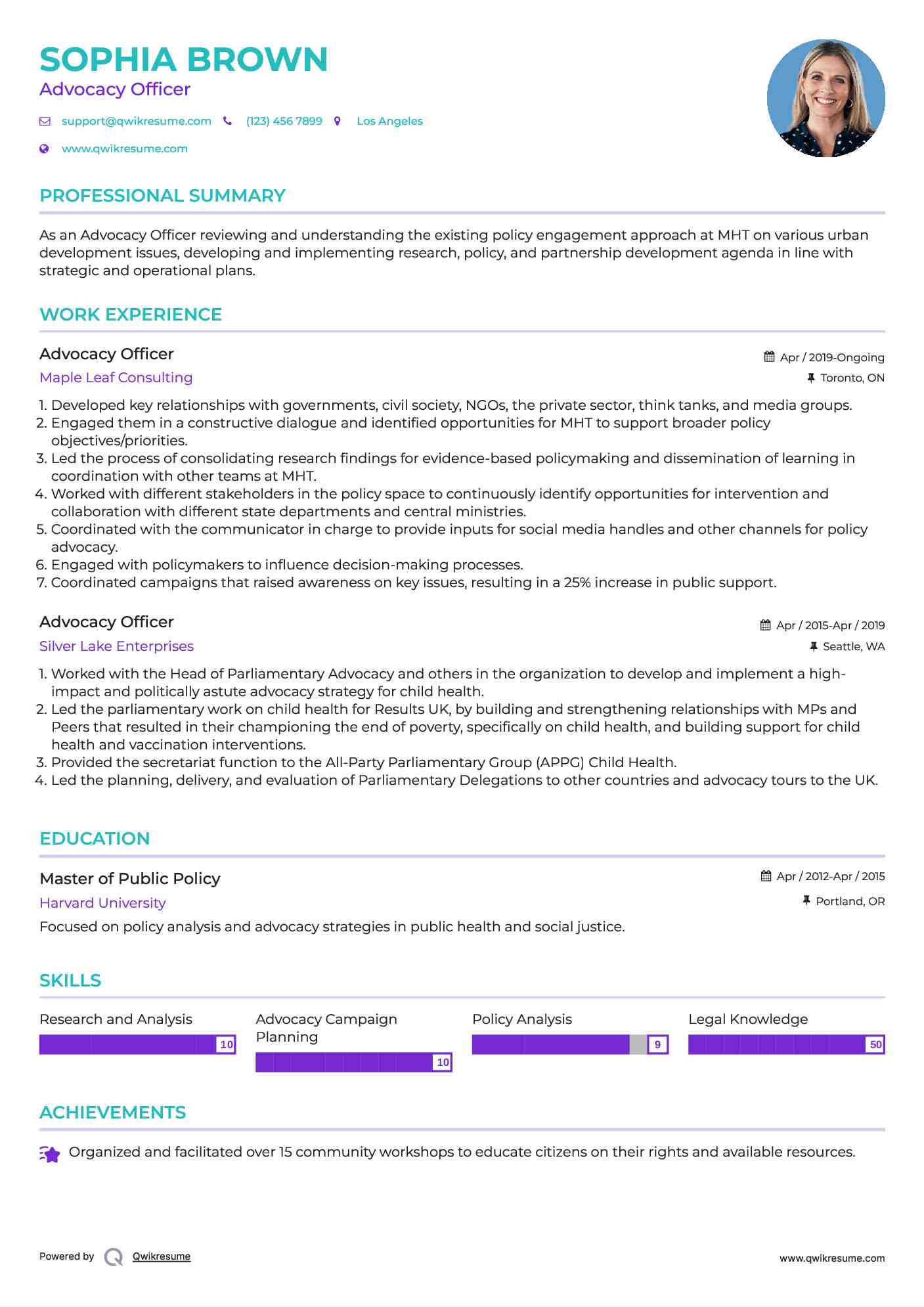 Advocacy Officer Resume Format