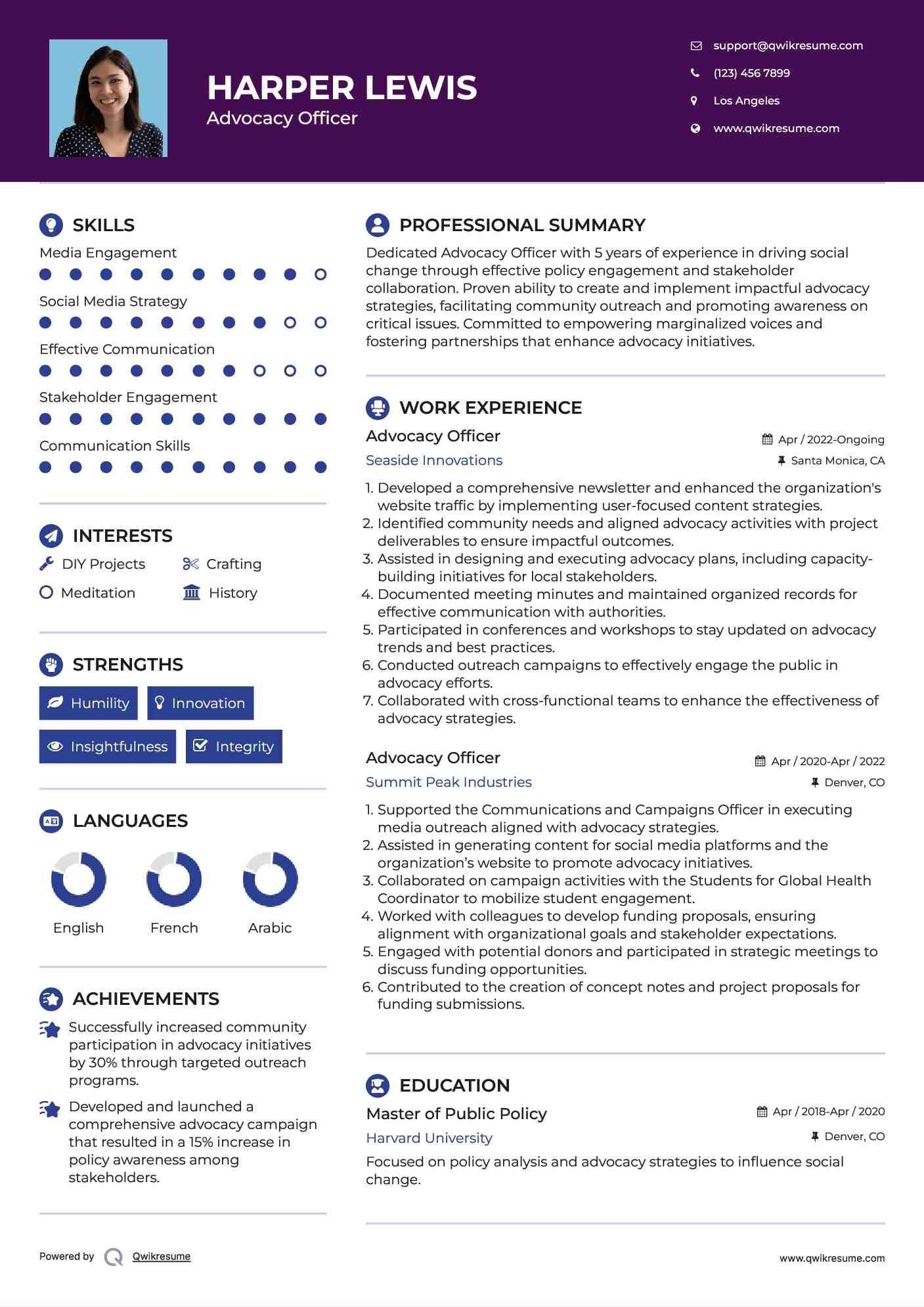 Advocacy Officer Resume Format
