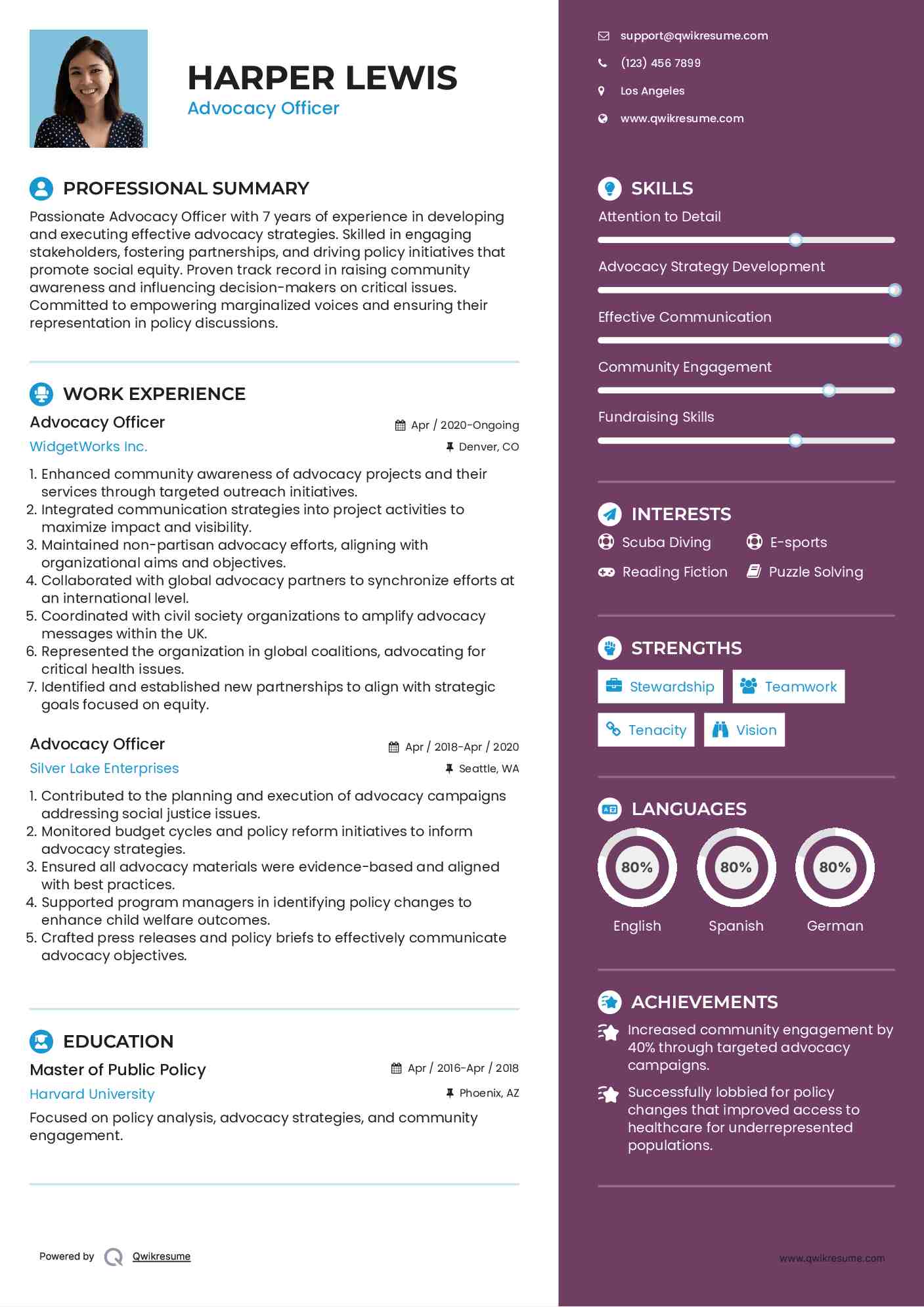 Advocacy Officer Resume Template