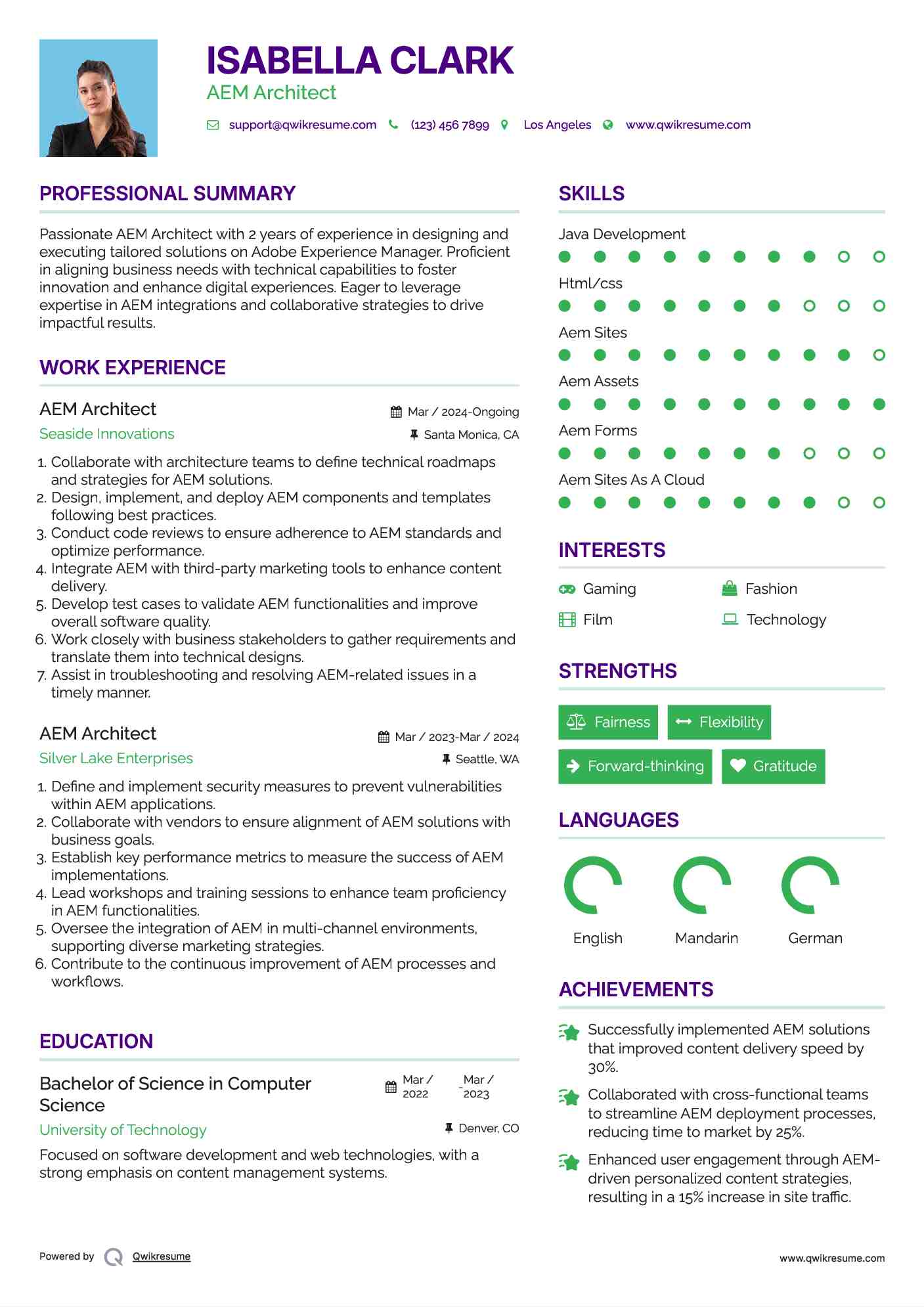 AEM Architect Resume Sample