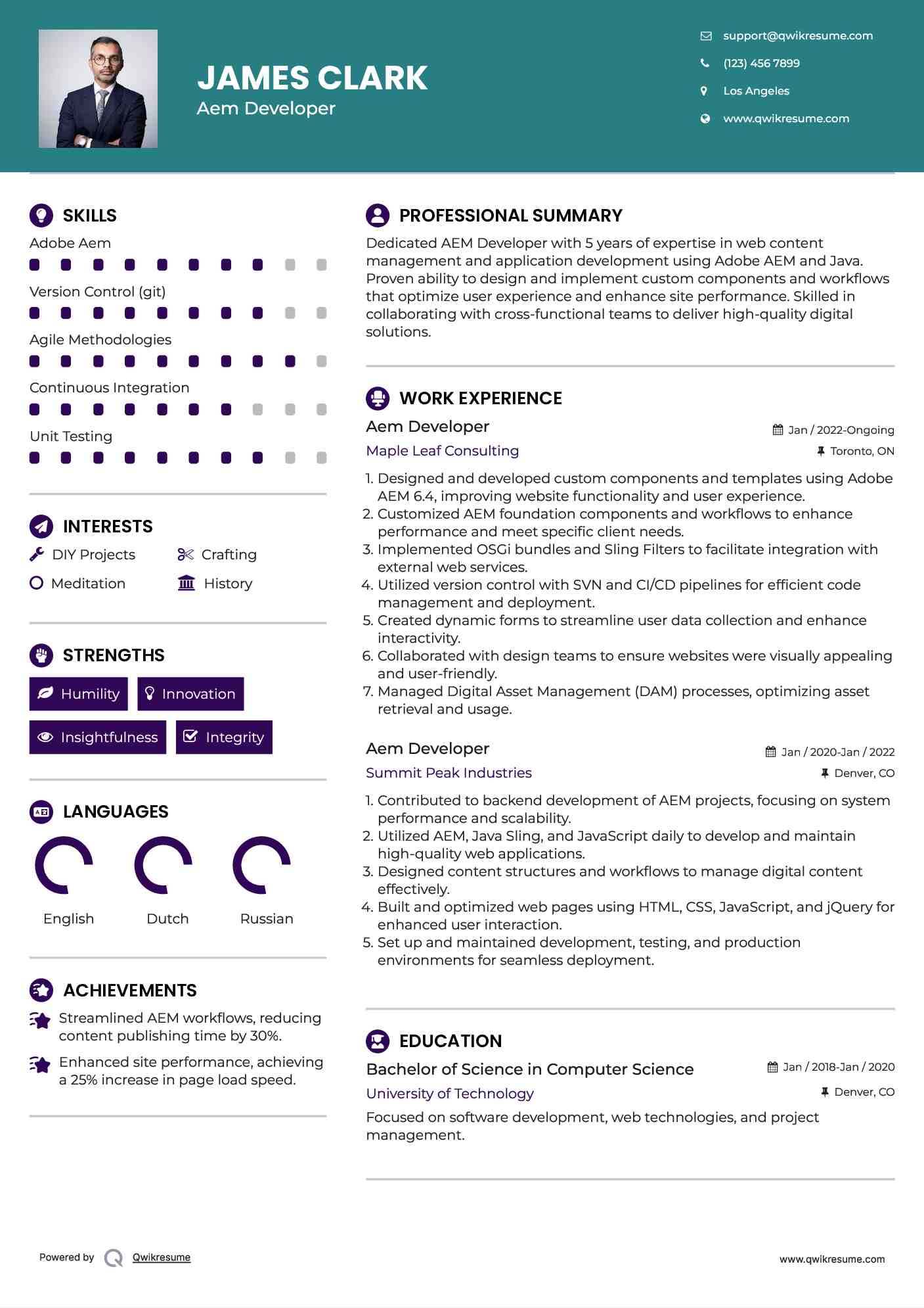 Aem Developer Resume Template