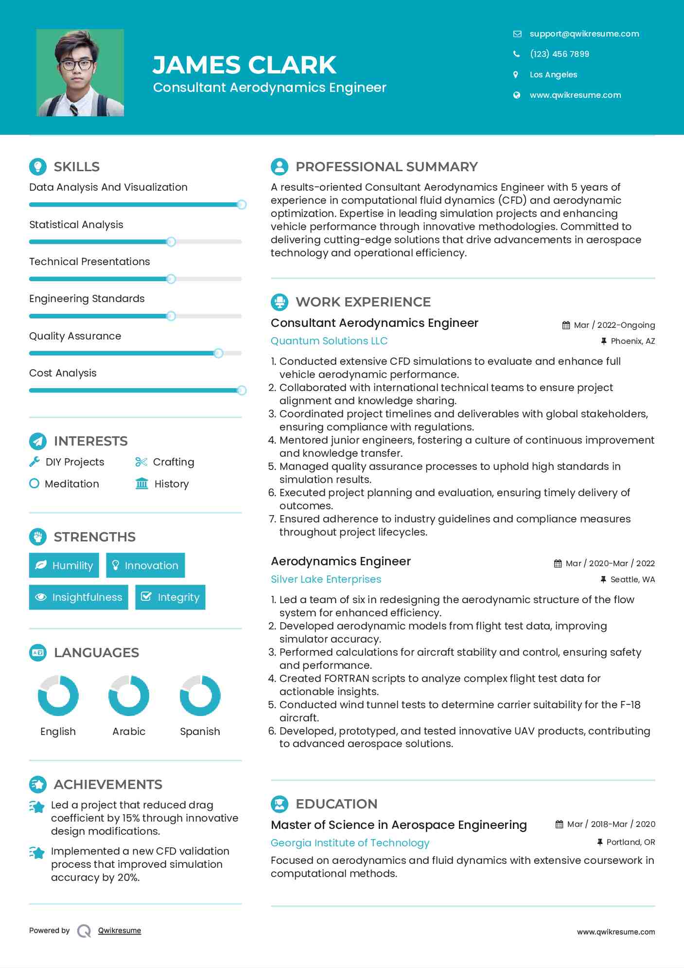 Consultant Aerodynamics Engineer Resume Model