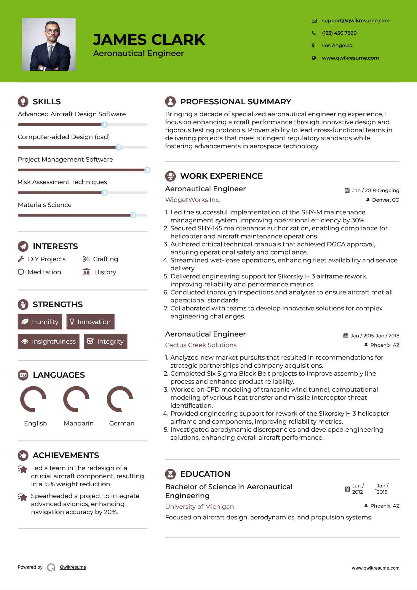 Aeronautical Engineer Resume Model