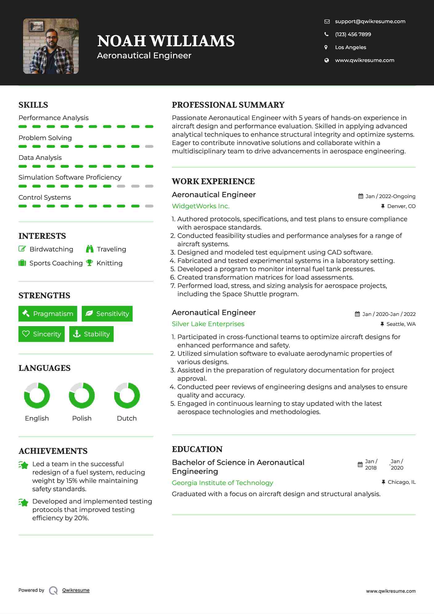 Aeronautical Engineer Resume Template