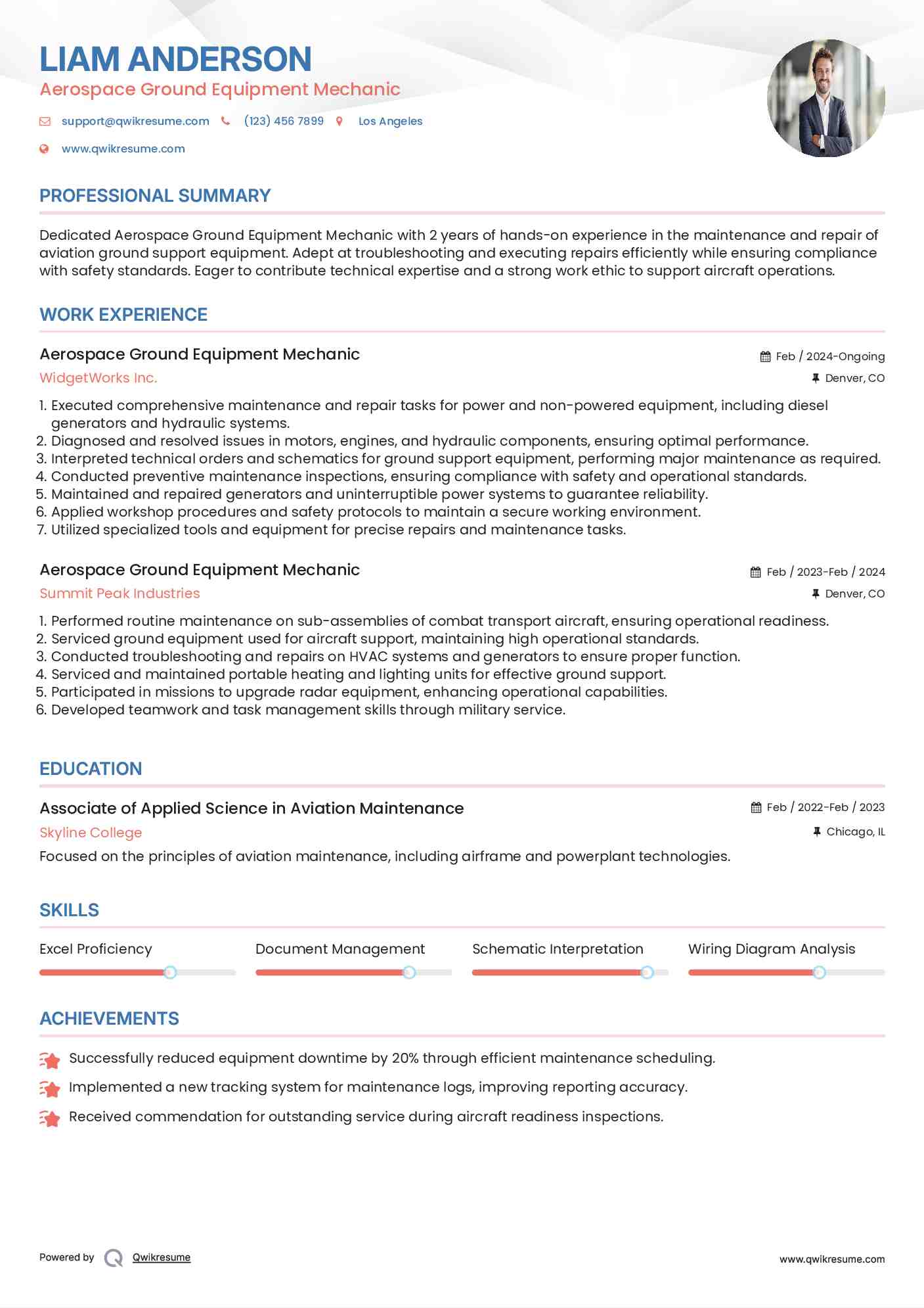 Aerospace Ground Equipment Mechanic Resume Template