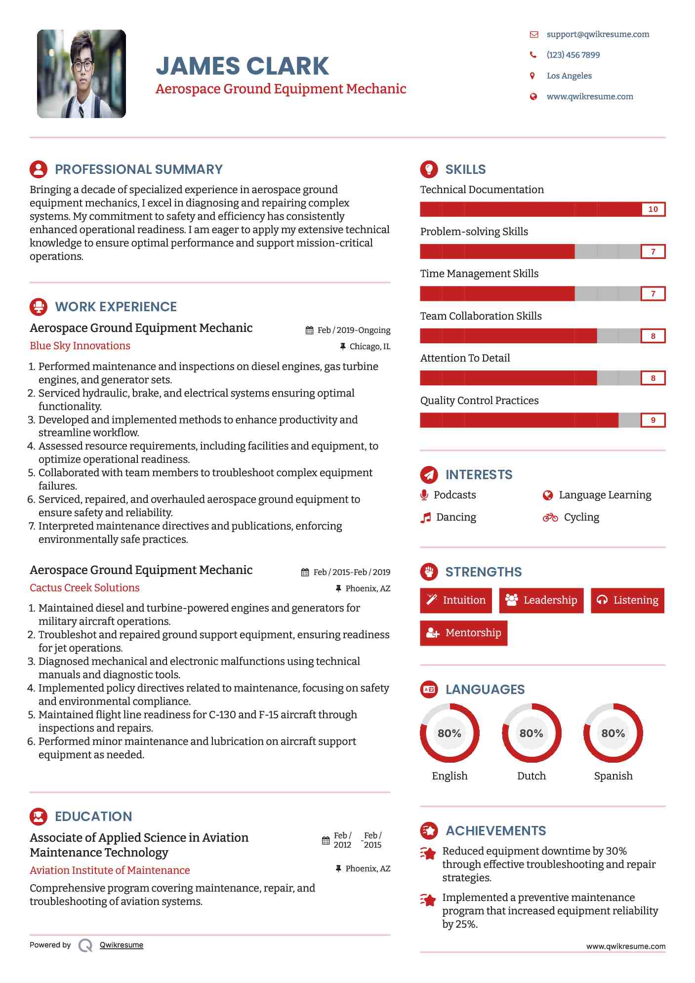 Aerospace Ground Equipment Mechanic Resume Model