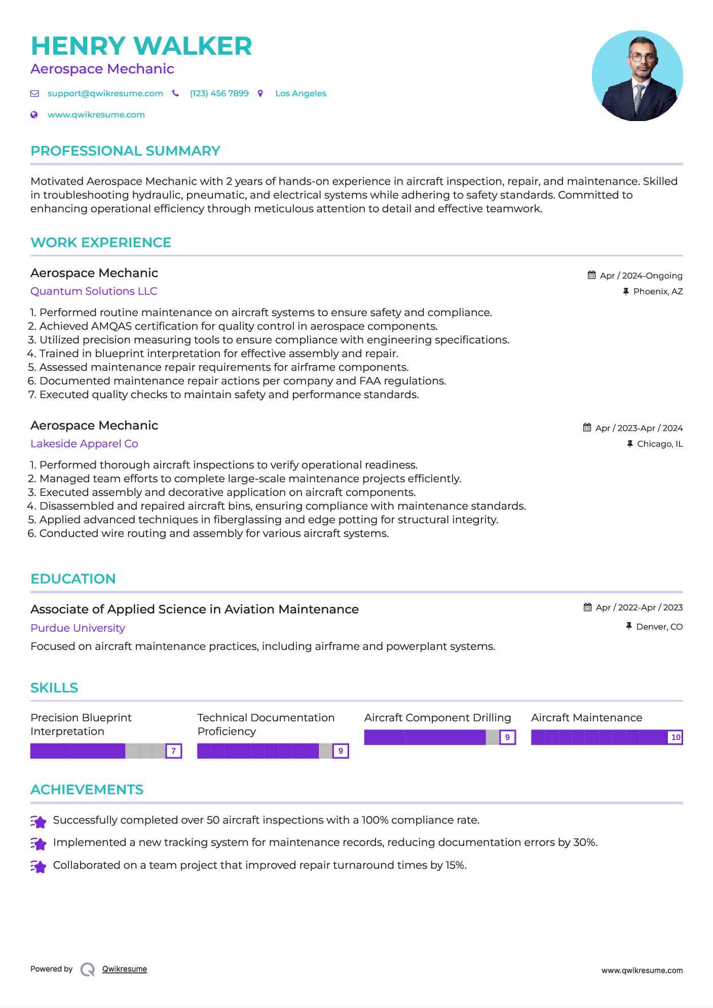 Aerospace Mechanic Resume Format