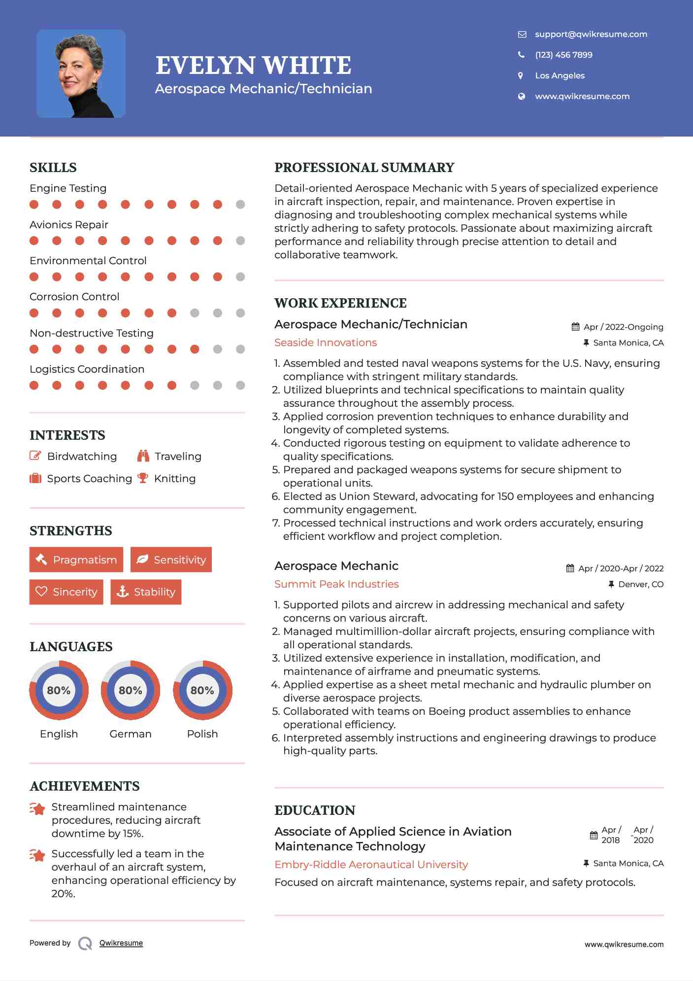 Aerospace Mechanic/Technician Resume Template