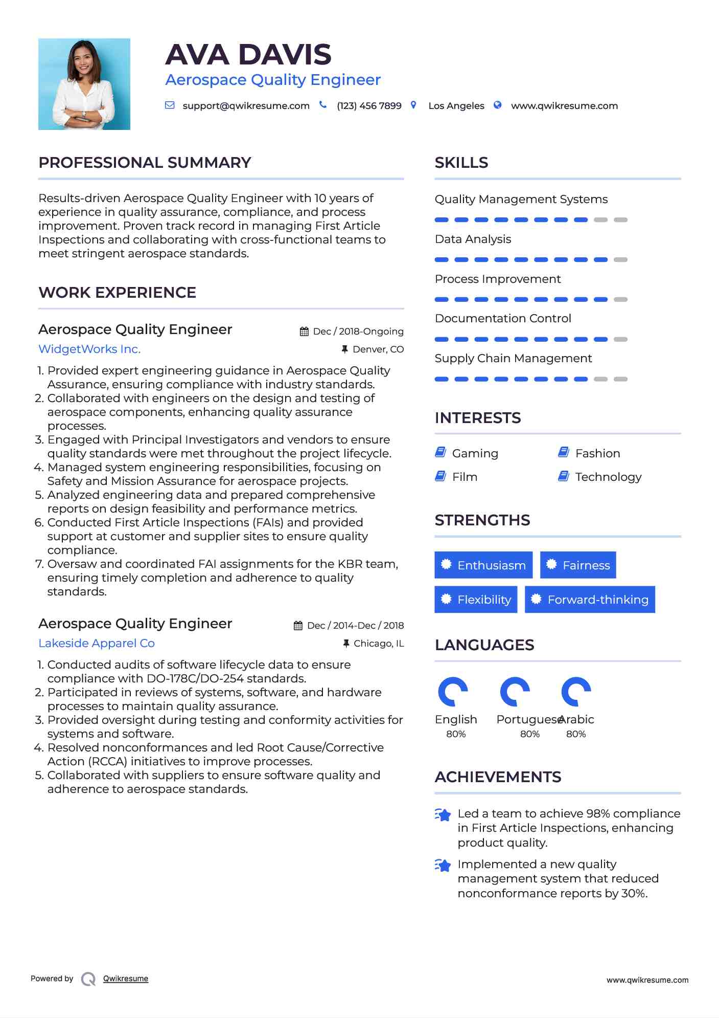 Aerospace Quality Engineer Resume Format