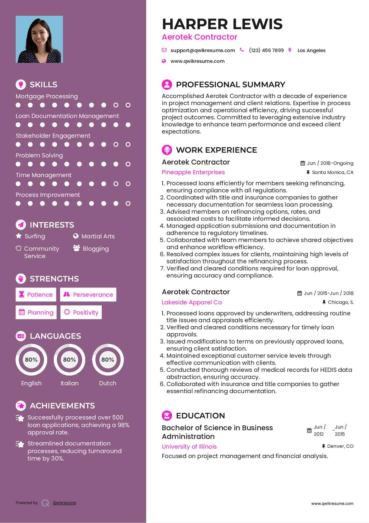 Aerotek Contractor Resume Template