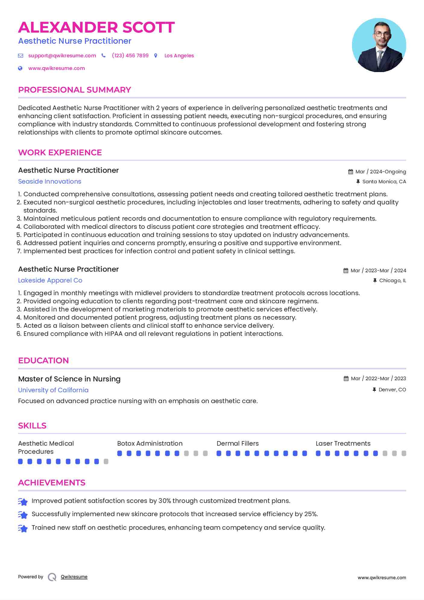 Aesthetic Nurse Practitioner Resume Template