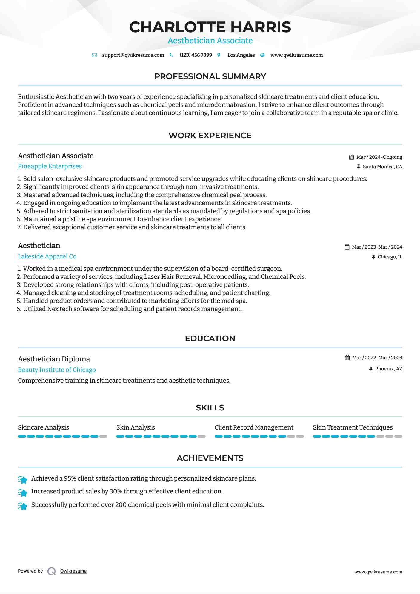 10 Aesthetician Resume Samples - Aesthetician 1578125037 Pdf 