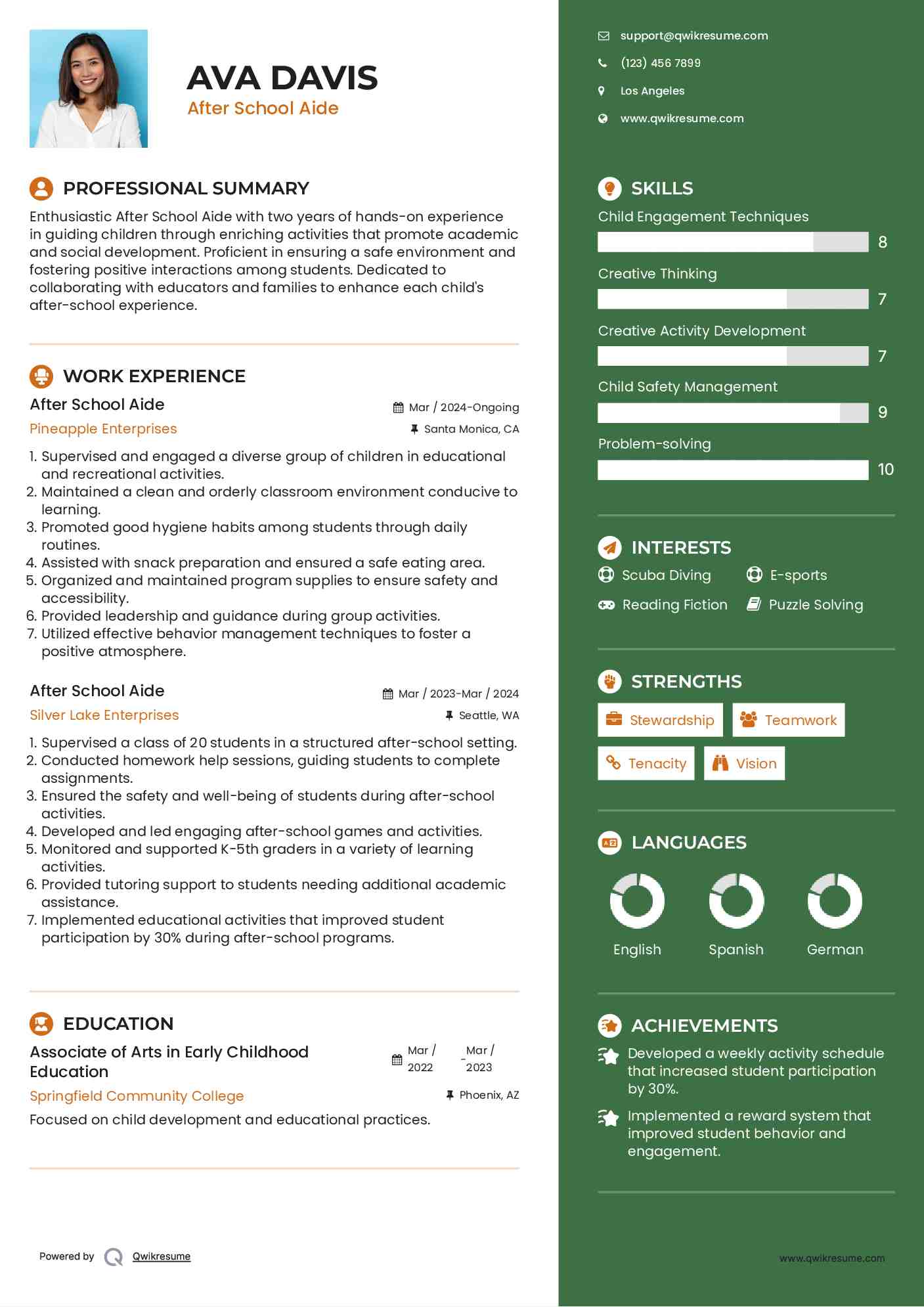 After School Aide Resume Template